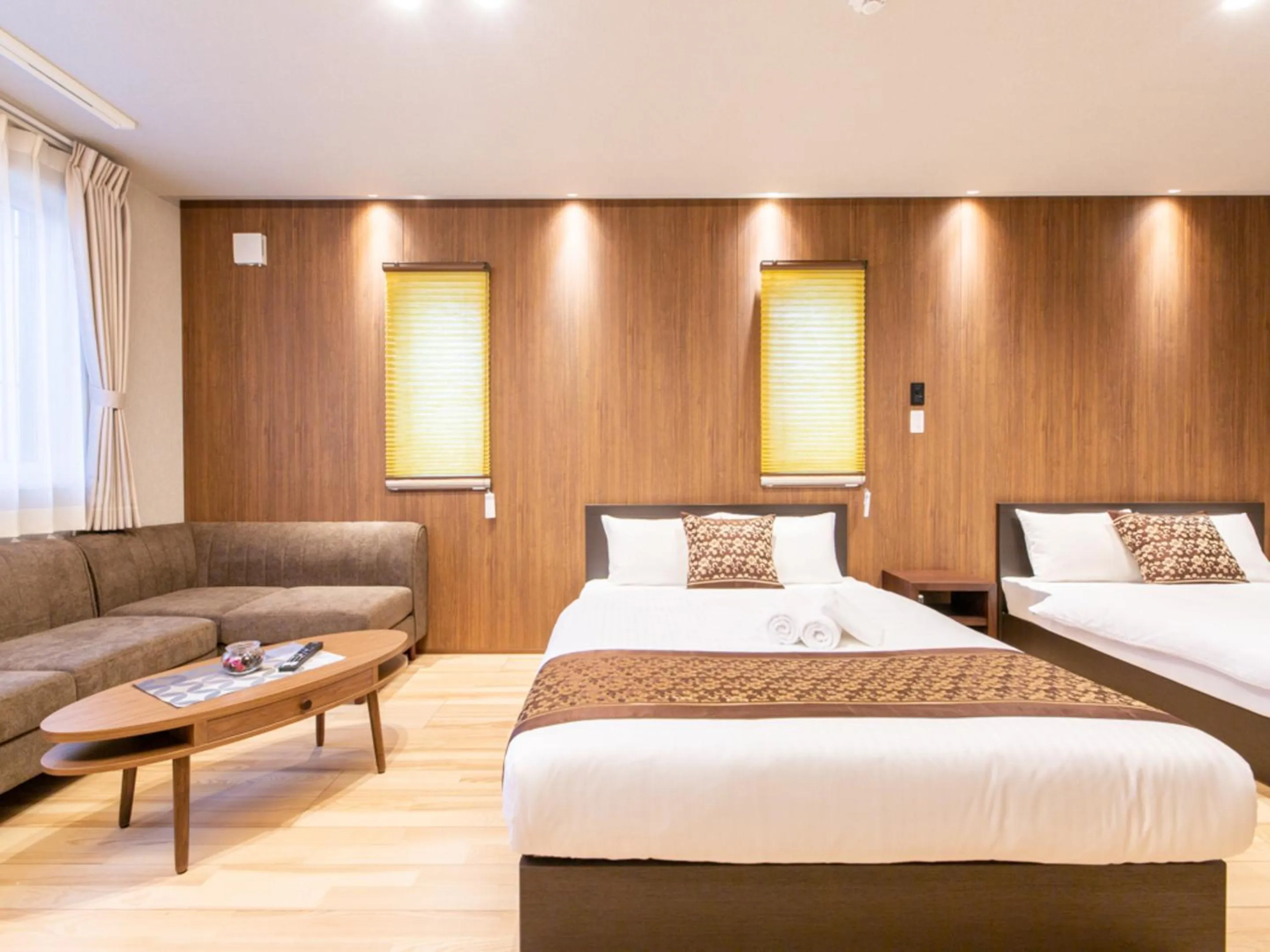 Photo of the whole room, Bed in GRAND BASE Hiroshima Hikarimachi