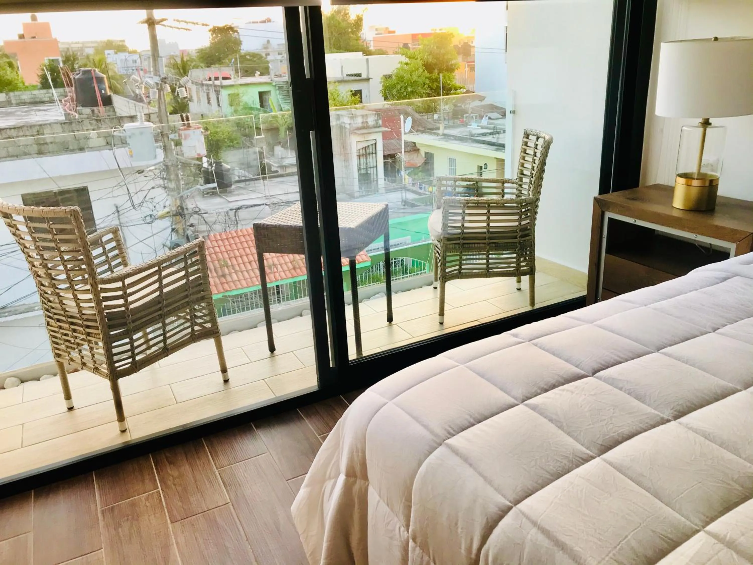 Balcony/Terrace, Bed in Edificio Vanessa 24 studios