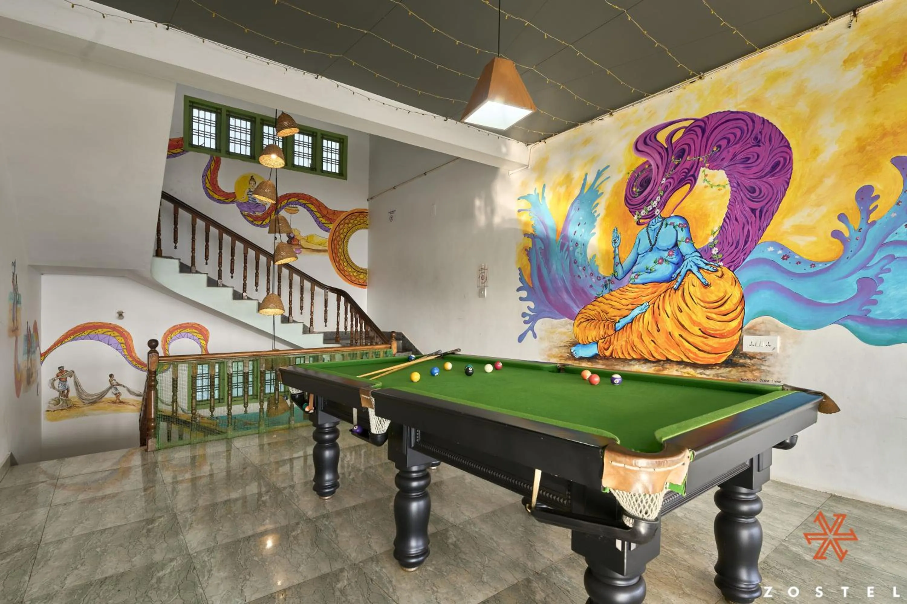 Communal lounge/ TV room in Zostel Varkala