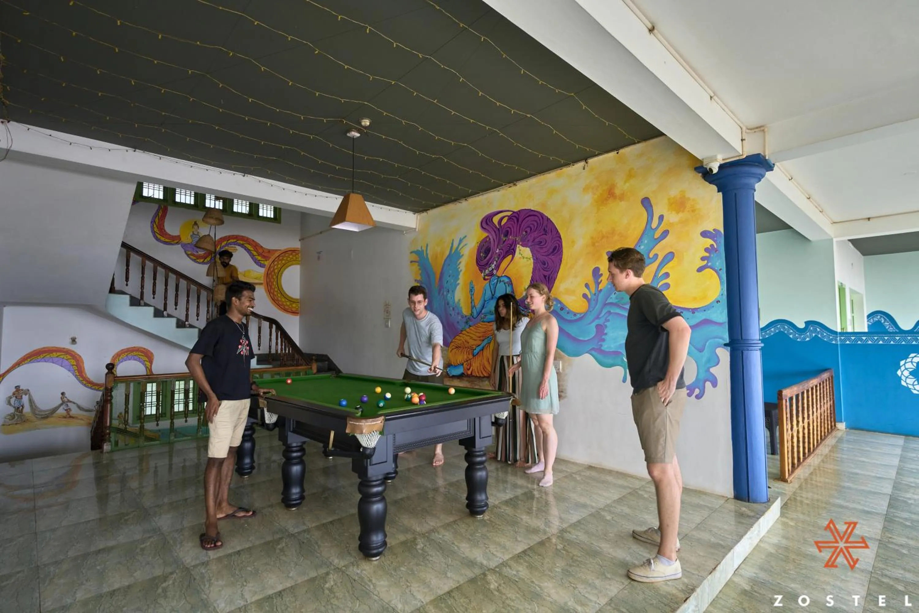 Communal lounge/ TV room in Zostel Varkala