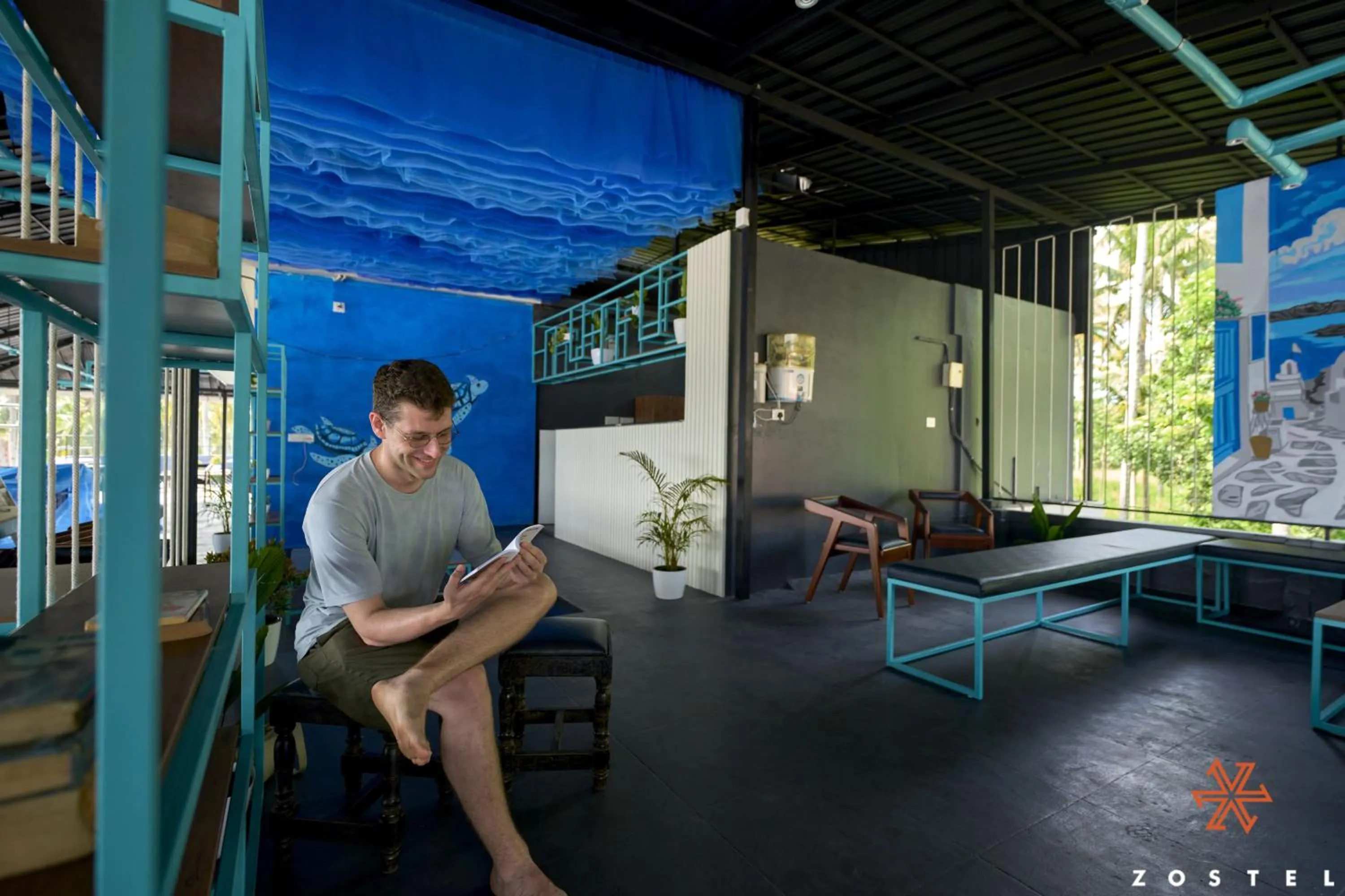 Seating area in Zostel Varkala