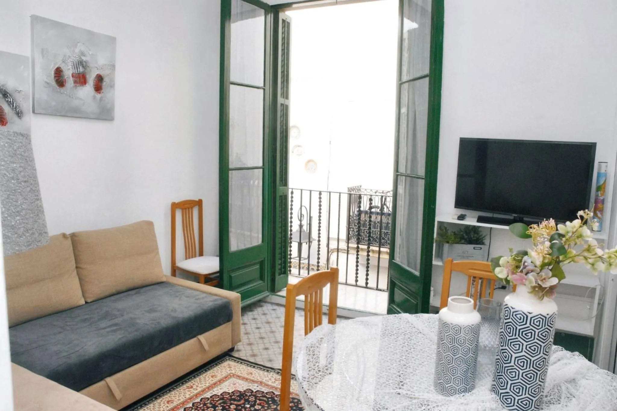 Living room in Bright Apartment in Sitges + Balcony