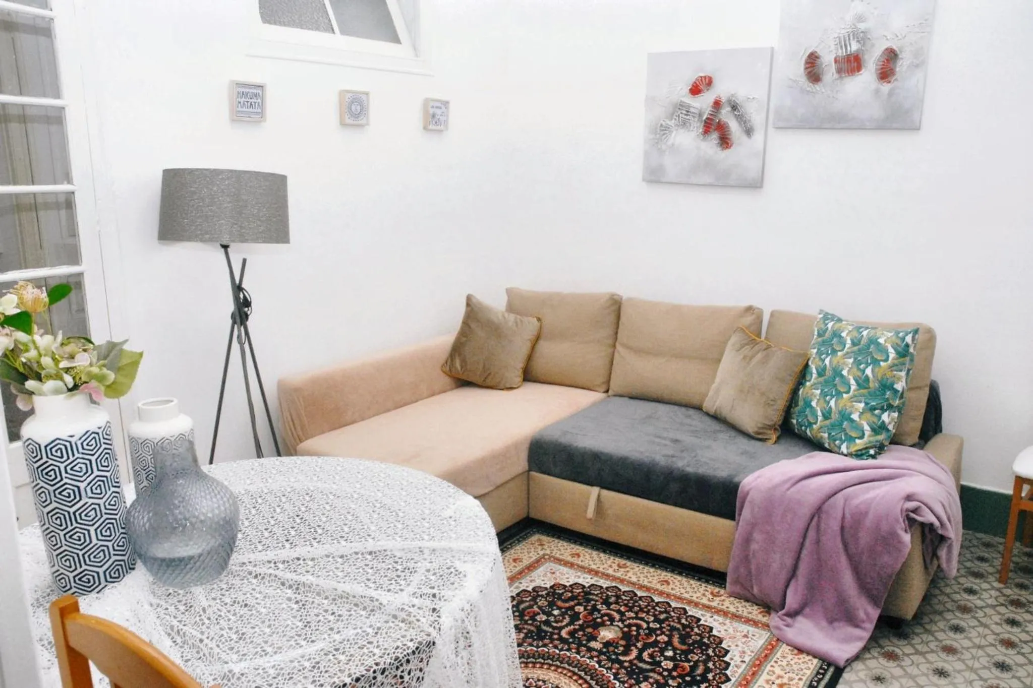 Living room in Bright Apartment in Sitges + Balcony