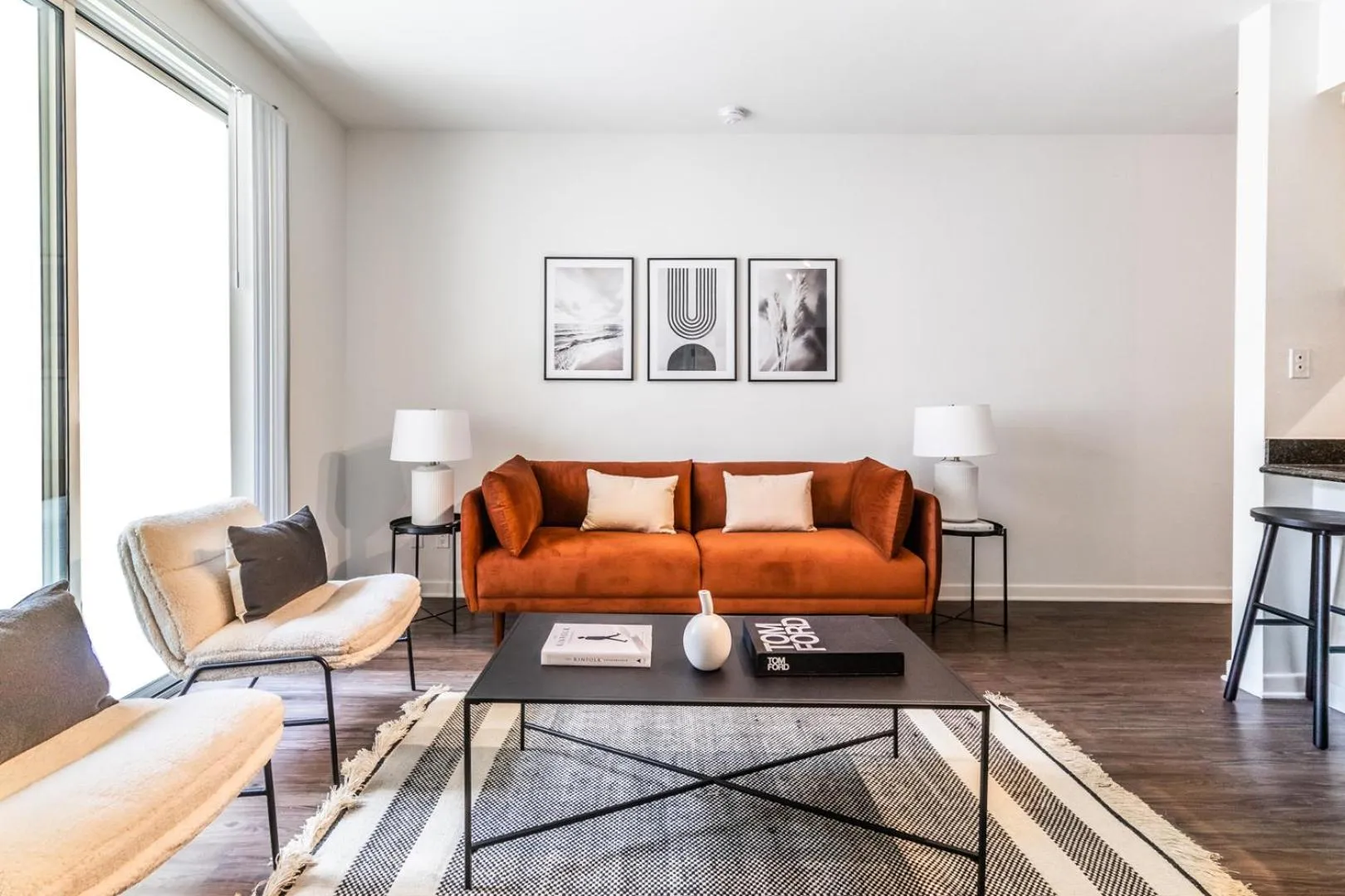 Living room in 2BD 2BTH Condo 10 Min Walk to Santa Monica Beach