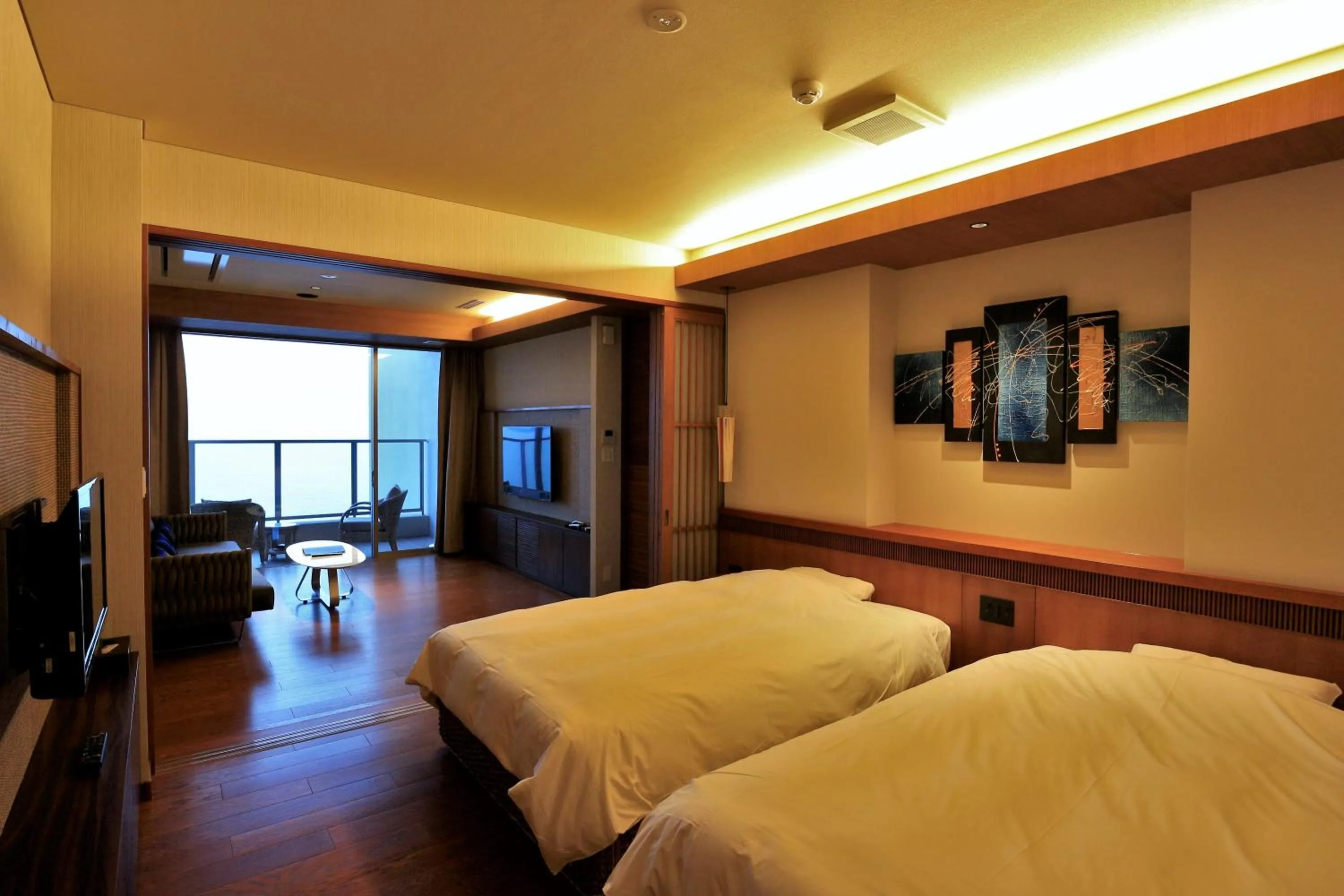 Living room, Bed in AMANE resort SEIKAI
