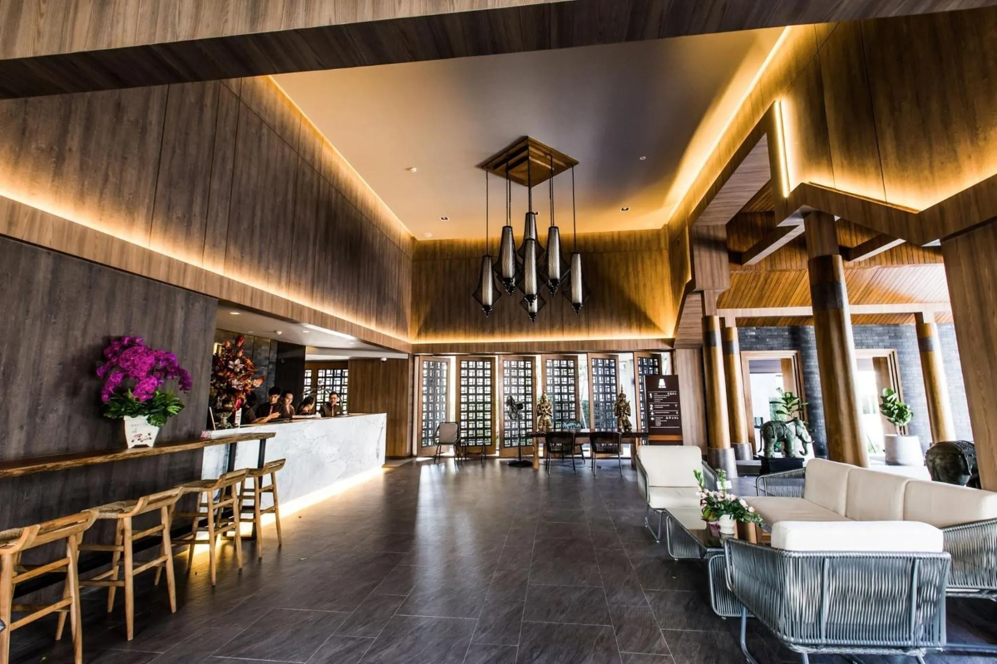 Lobby or reception in The Teak Hotel