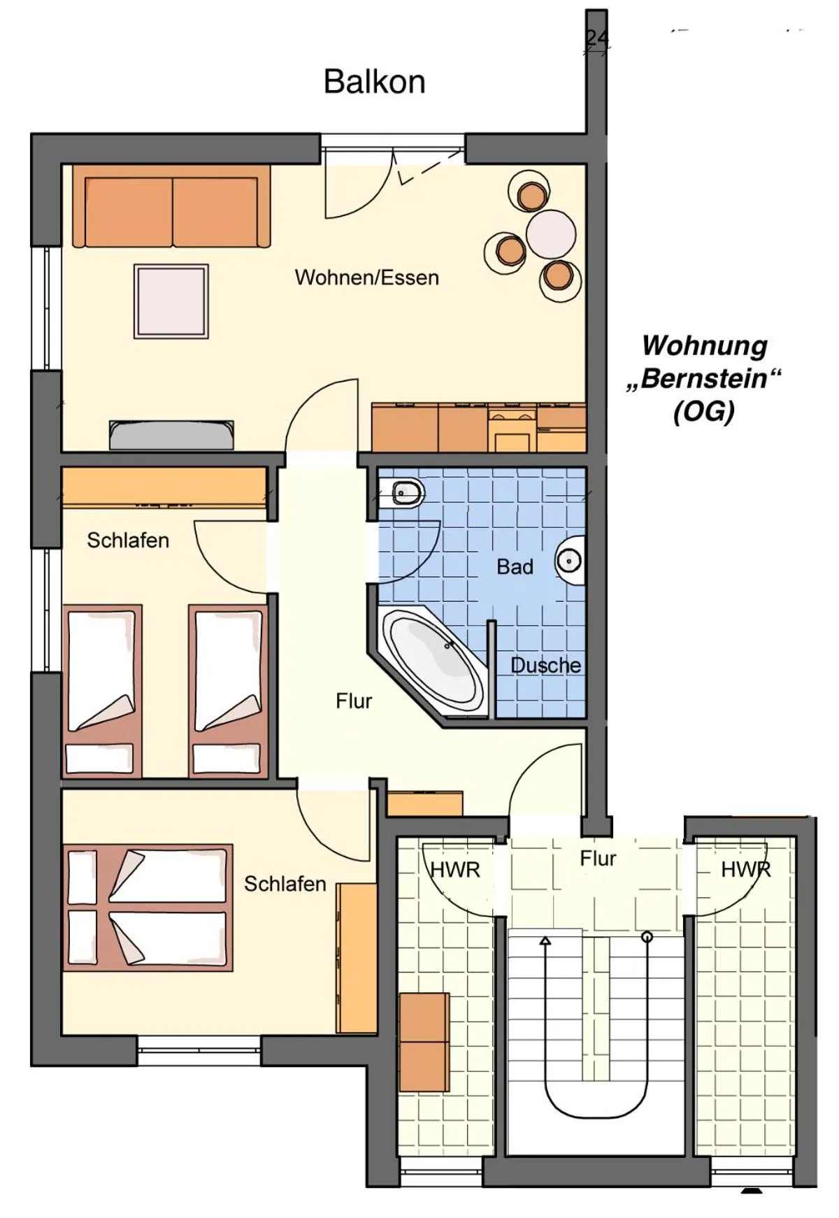 Floor plan in Dünenkieker Ferienwohnung
