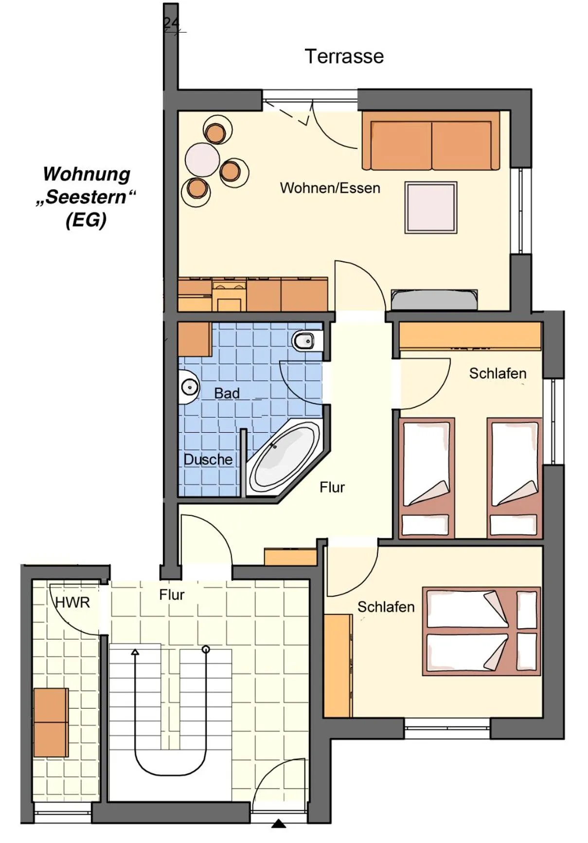 Floor plan in Dünenkieker Ferienwohnung