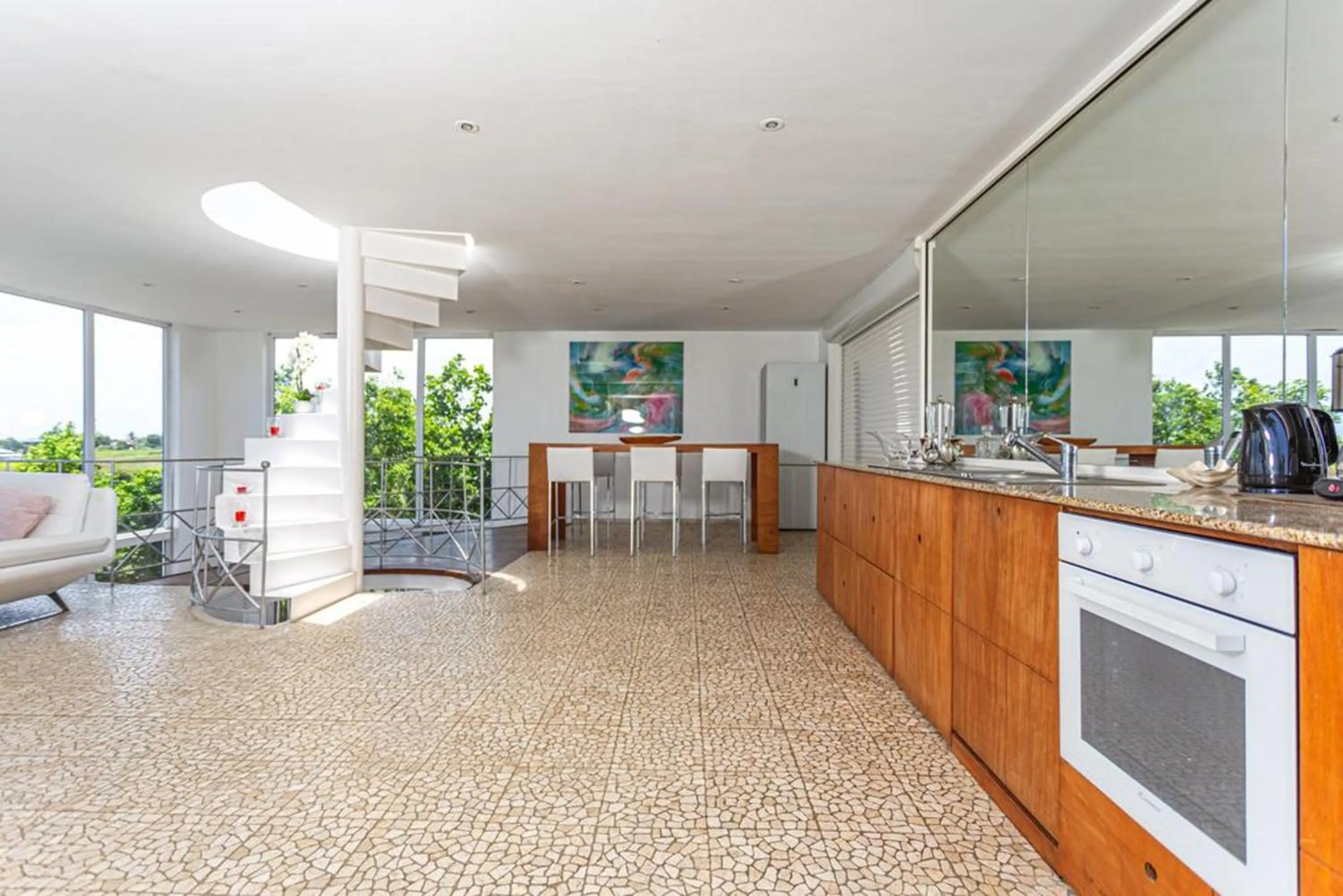 Kitchen or kitchenette in Villa élégante à Sainte-Rose avec piscine privée