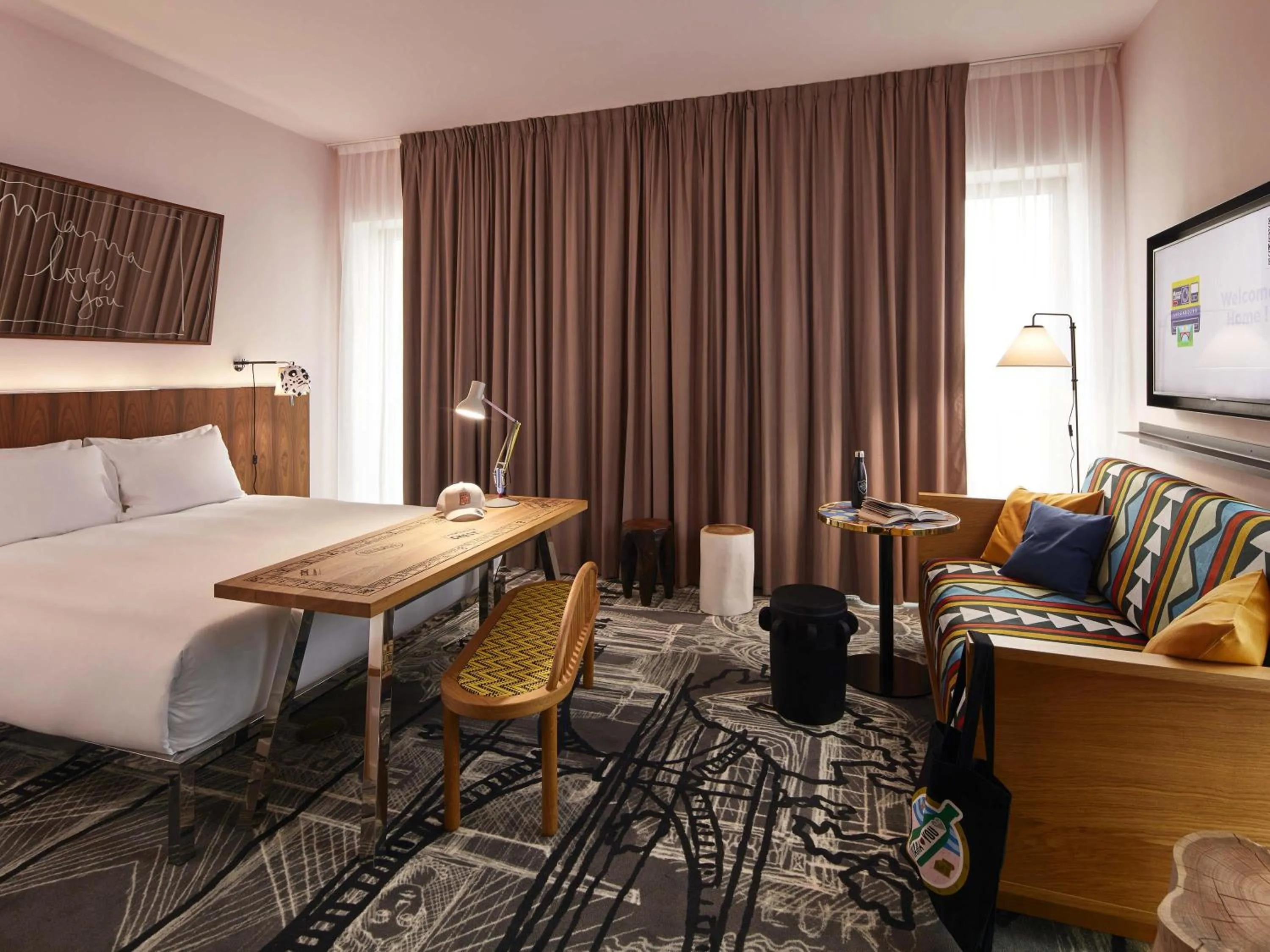 Bedroom, Bed in Mama Shelter Luxembourg