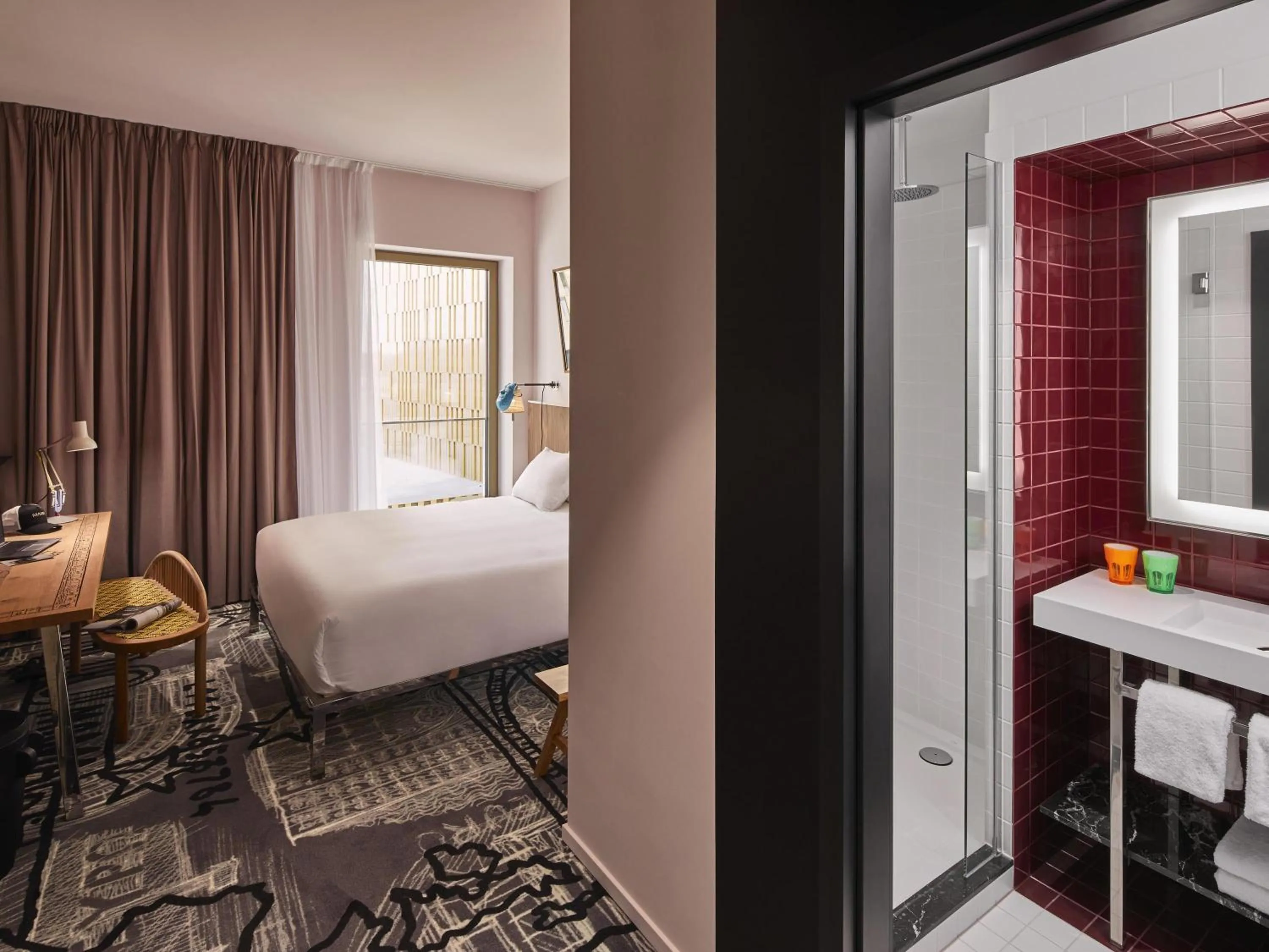 Bedroom, Bed in Mama Shelter Luxembourg