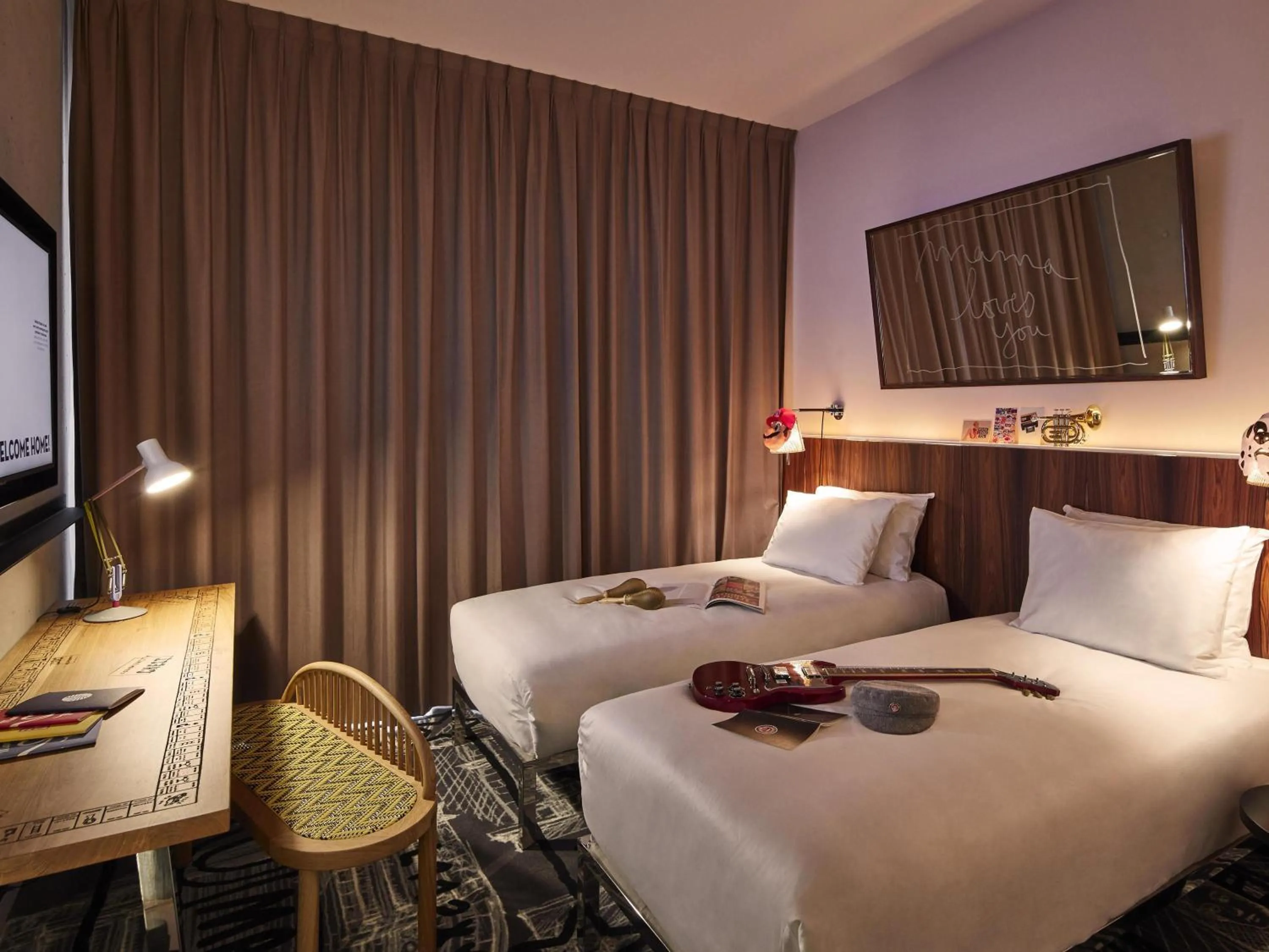 Bedroom, Bed in Mama Shelter Luxembourg