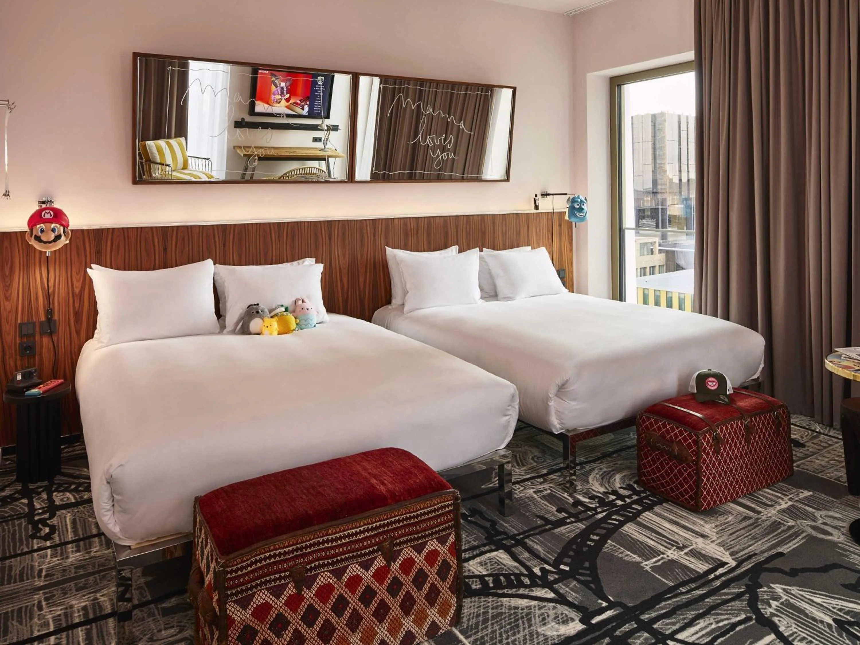 Bedroom, Bed in Mama Shelter Luxembourg