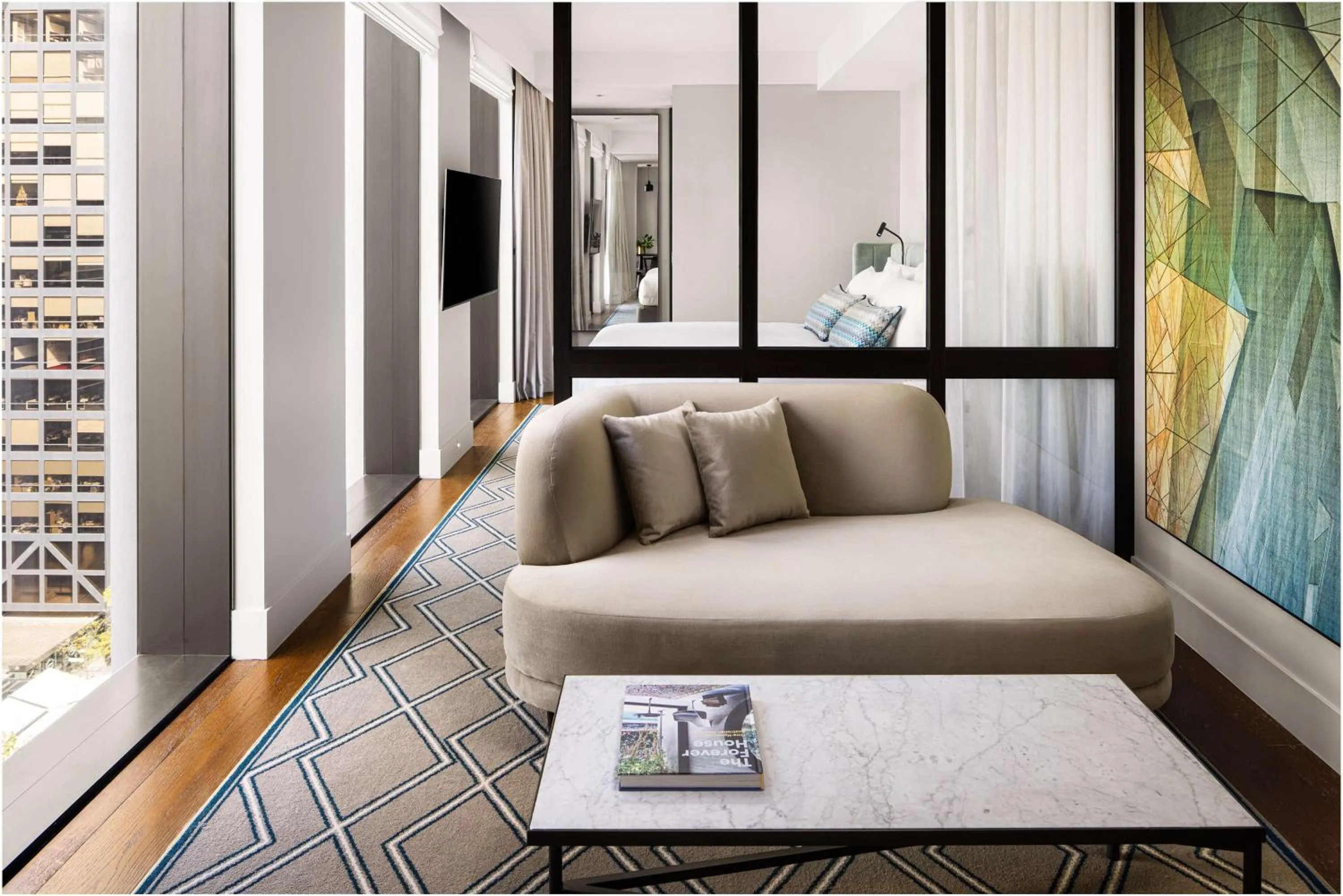 Living room in Hilton Melbourne Little Queen Street