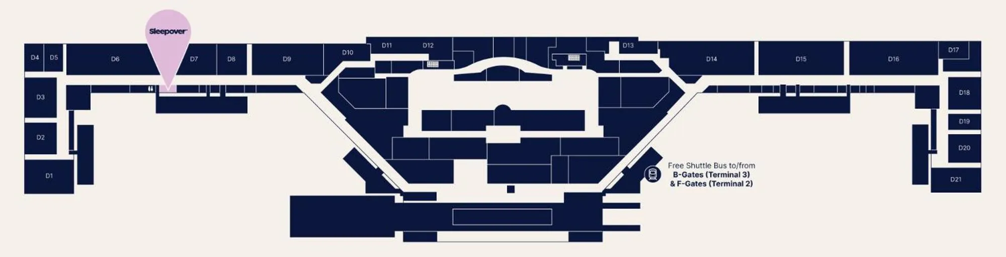 Sleepover Terminal 1, Concourse D - formerly sleep 'n fly