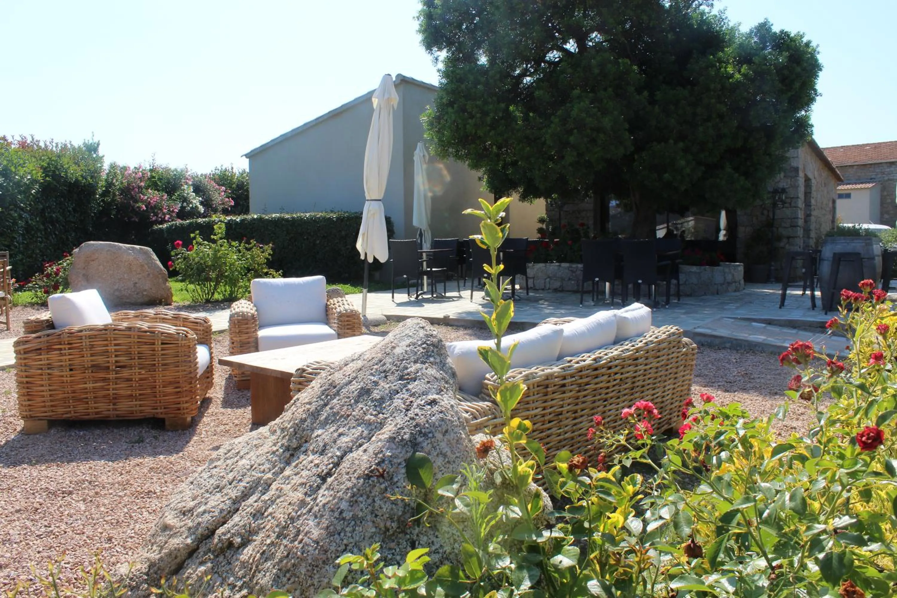 Patio in Hotel & Restaurant Les Bergeries d'Alata