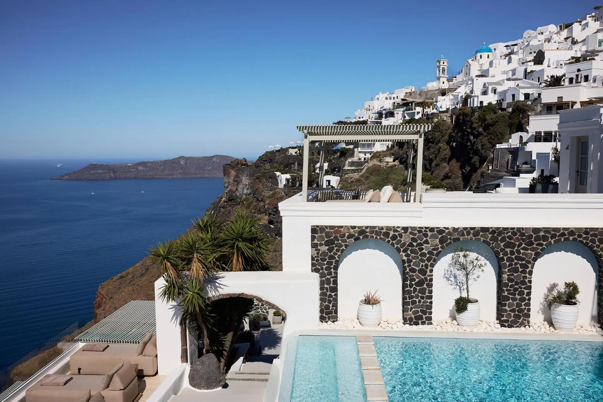 Pool view in Iconic Santorini, a Boutique Cave Hotel by Sandglass