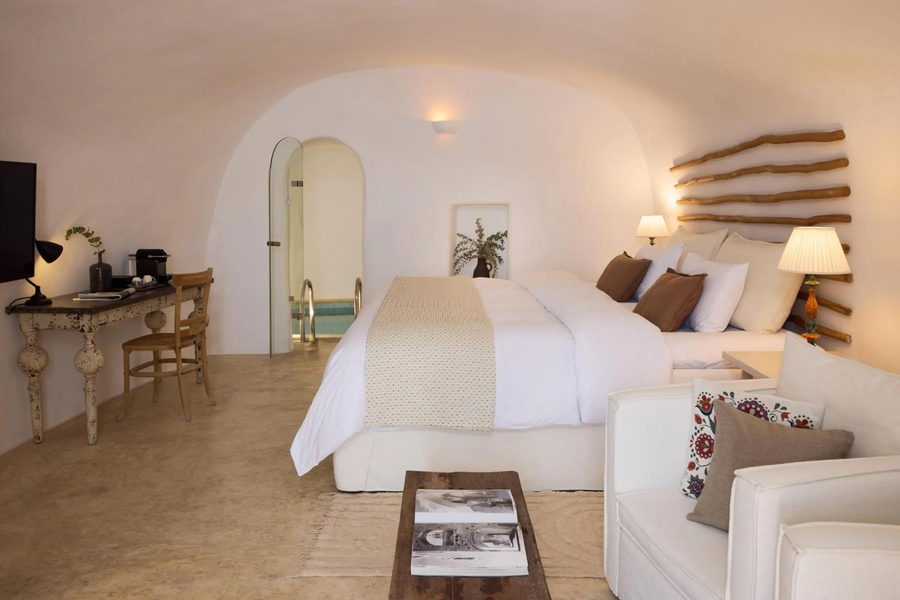 Bed in Iconic Santorini, a Boutique Cave Hotel by Sandglass