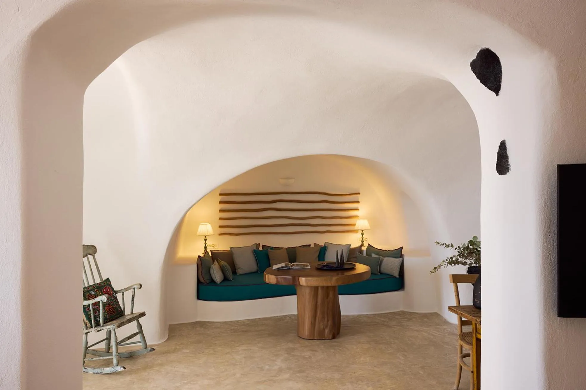 Living room in Iconic Santorini, a Boutique Cave Hotel by Sandglass