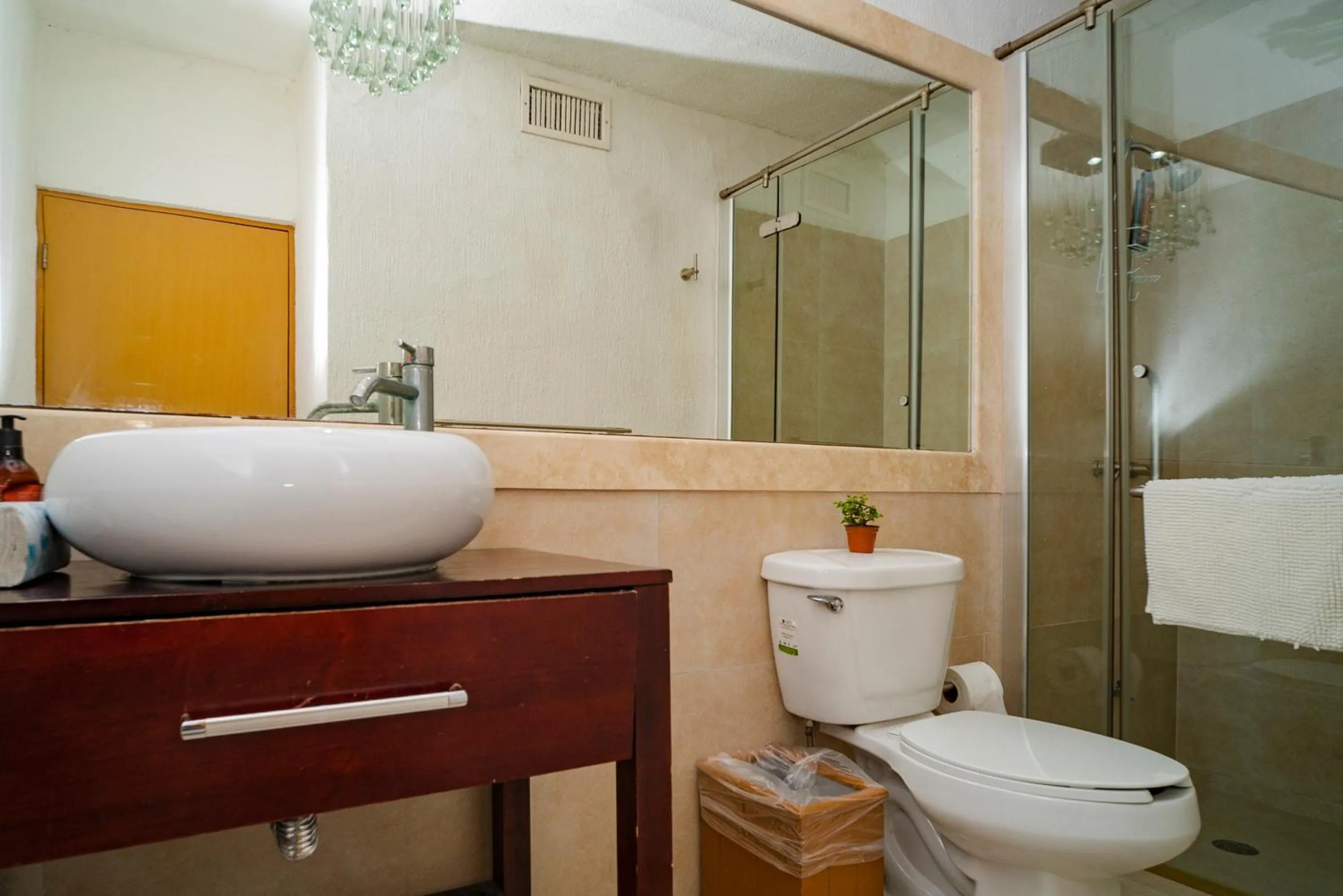 Bathroom in Oceanfront condo at voted best Cancun sandy beach