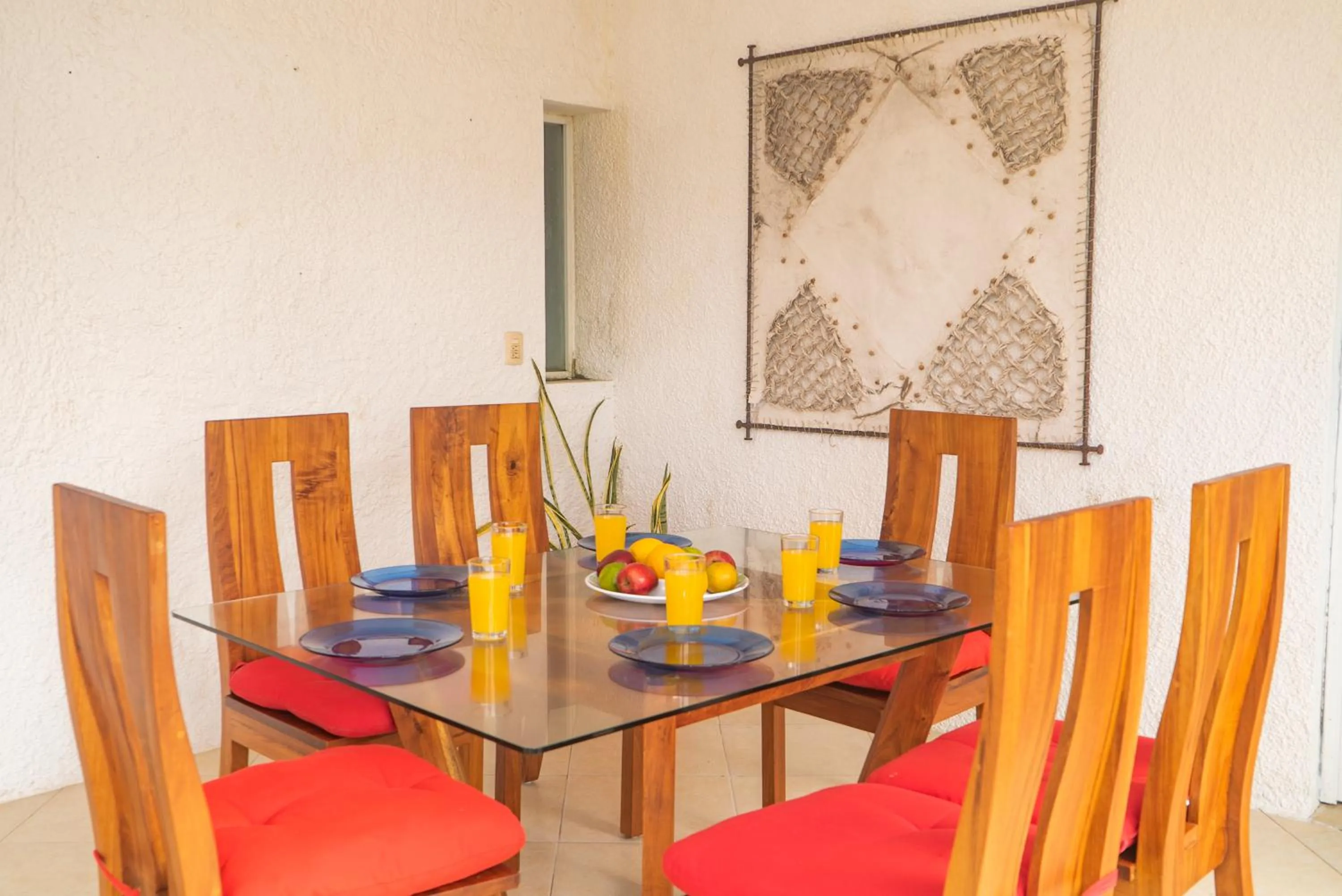 Dining area in Oceanfront condo at voted best Cancun sandy beach