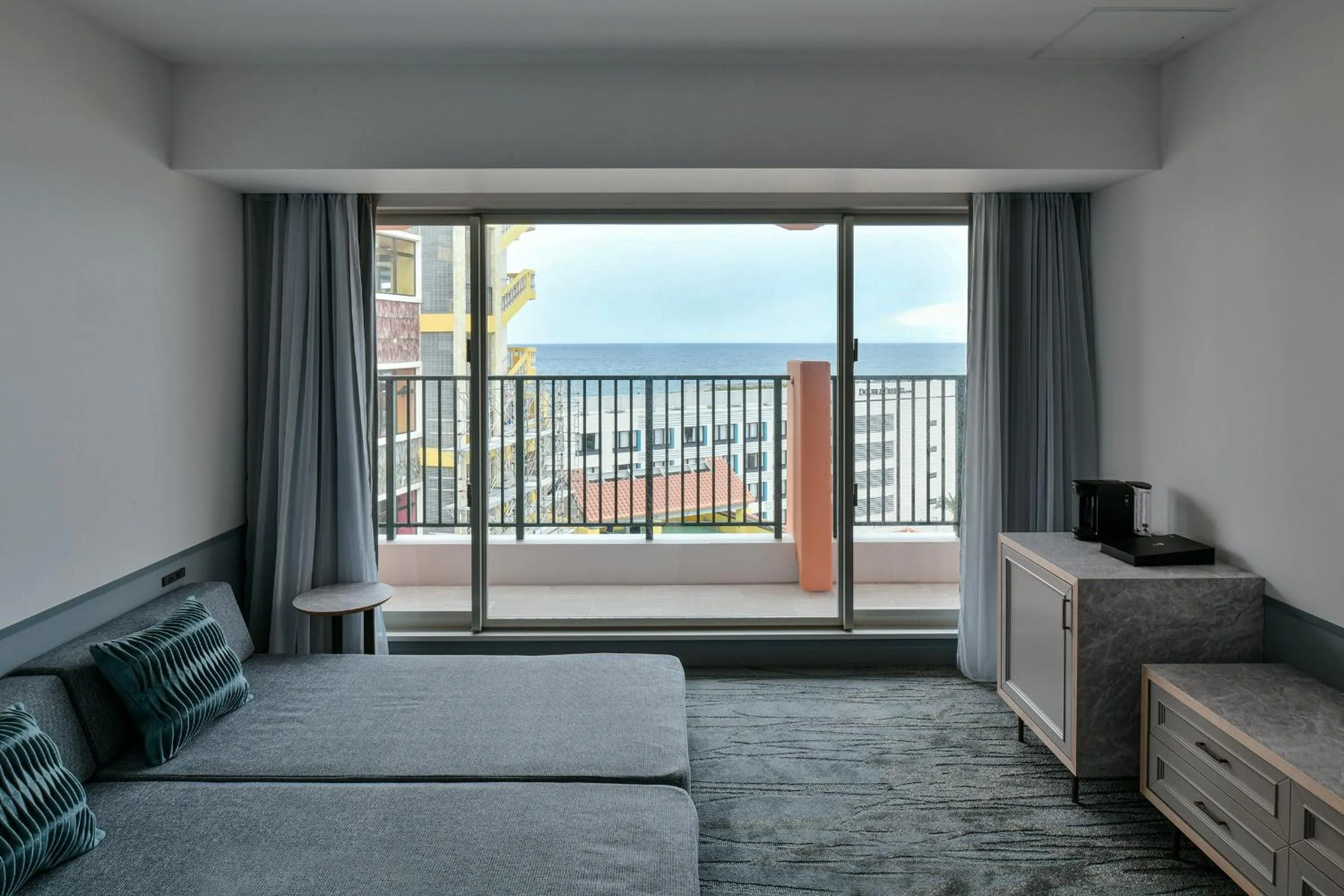 View (from property/room), Bed in Lequ Okinawa Chatan Spa ＆ Resort