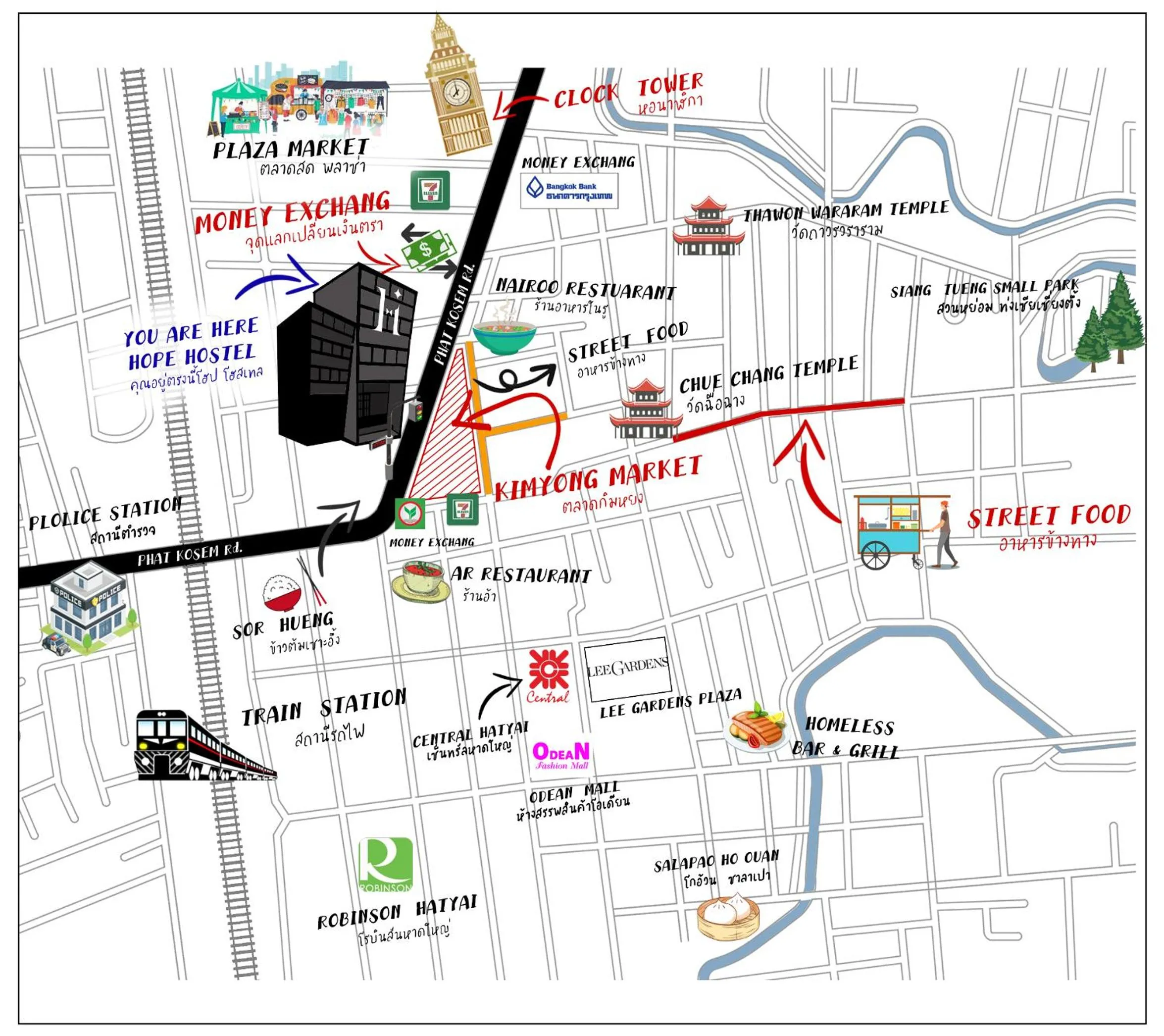 Floor plan in Hope Hostel Hatyai