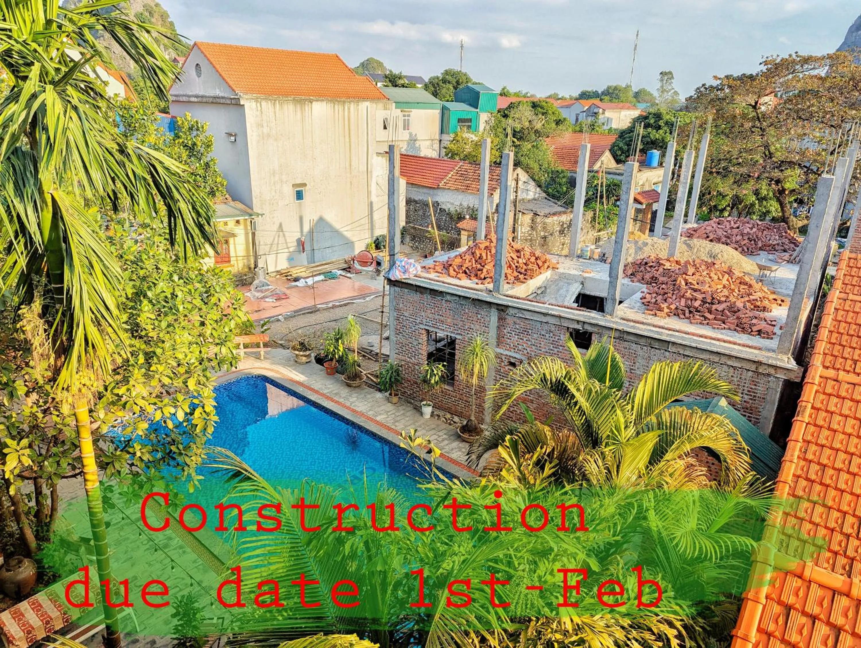 Pool view in Ninh Binh Greenland Homestay
