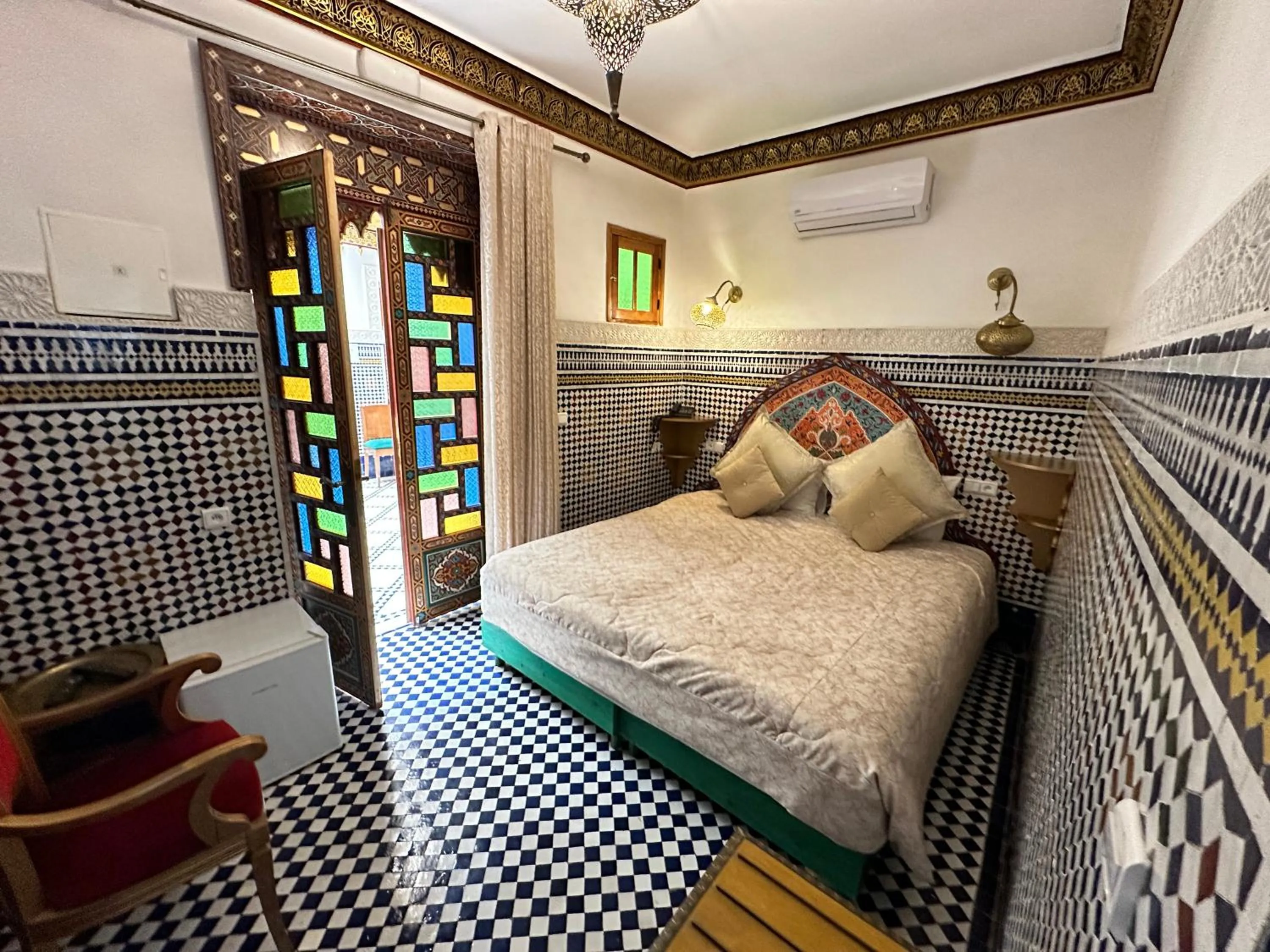 air conditioner, Bed in Riad Shama Fes