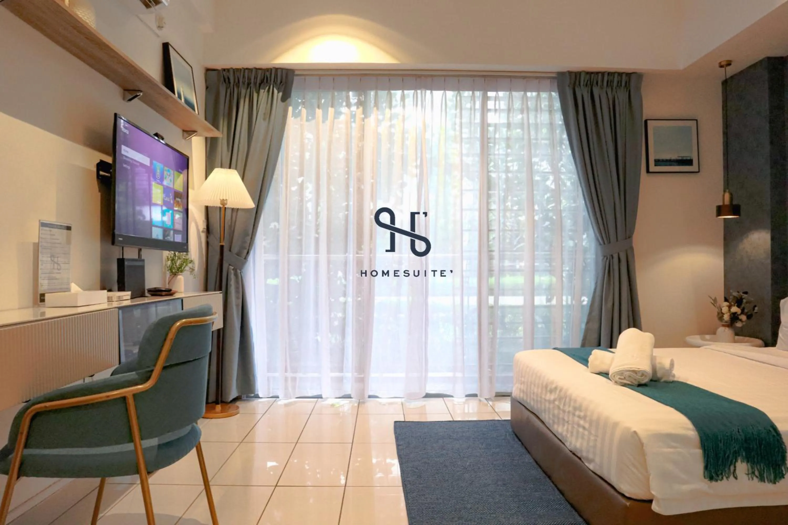 View (from property/room), Bed in Homesuite' Home at Aeropod SOVO