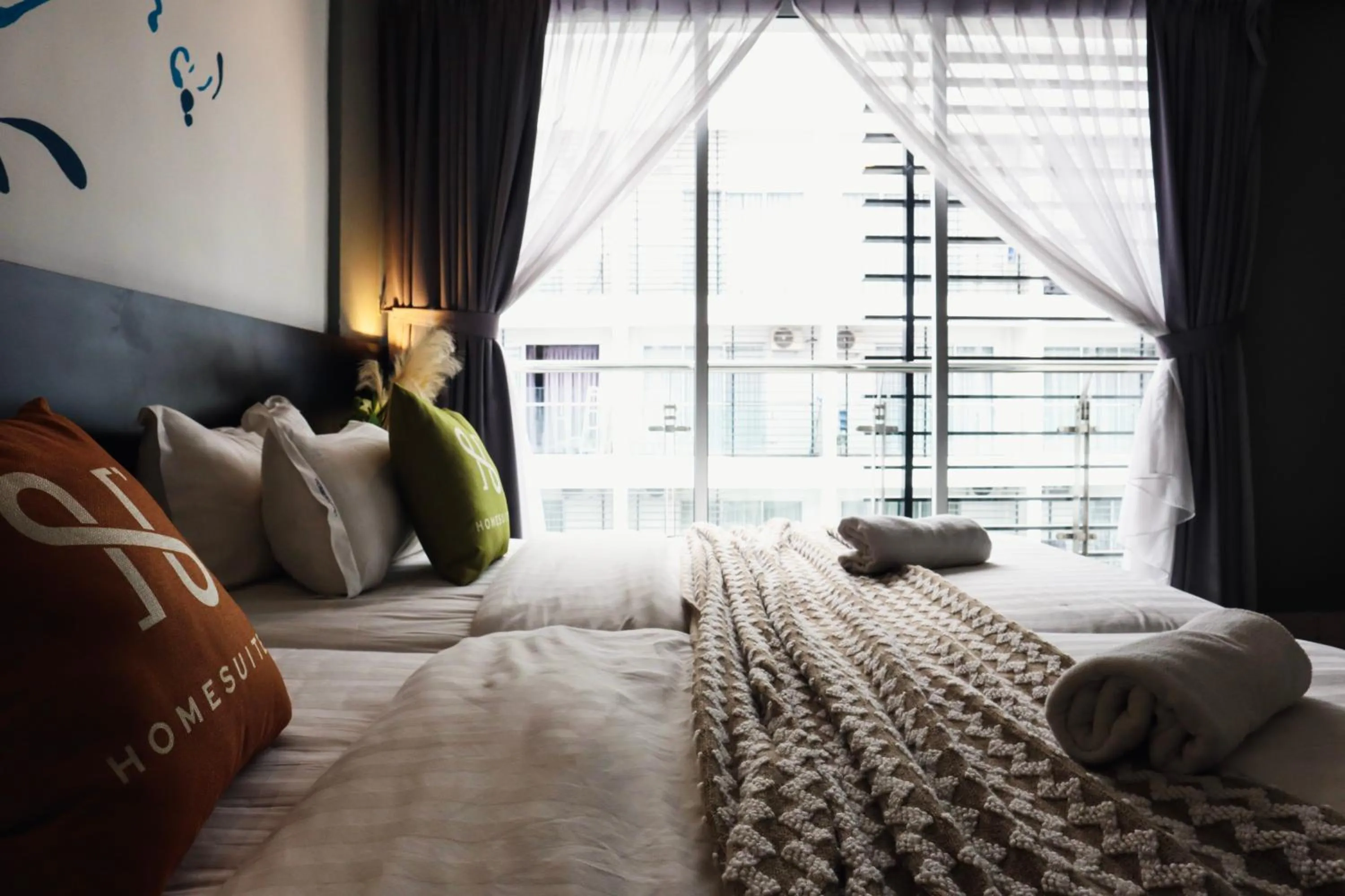 View (from property/room), Bed in Homesuite' Home at Aeropod SOVO