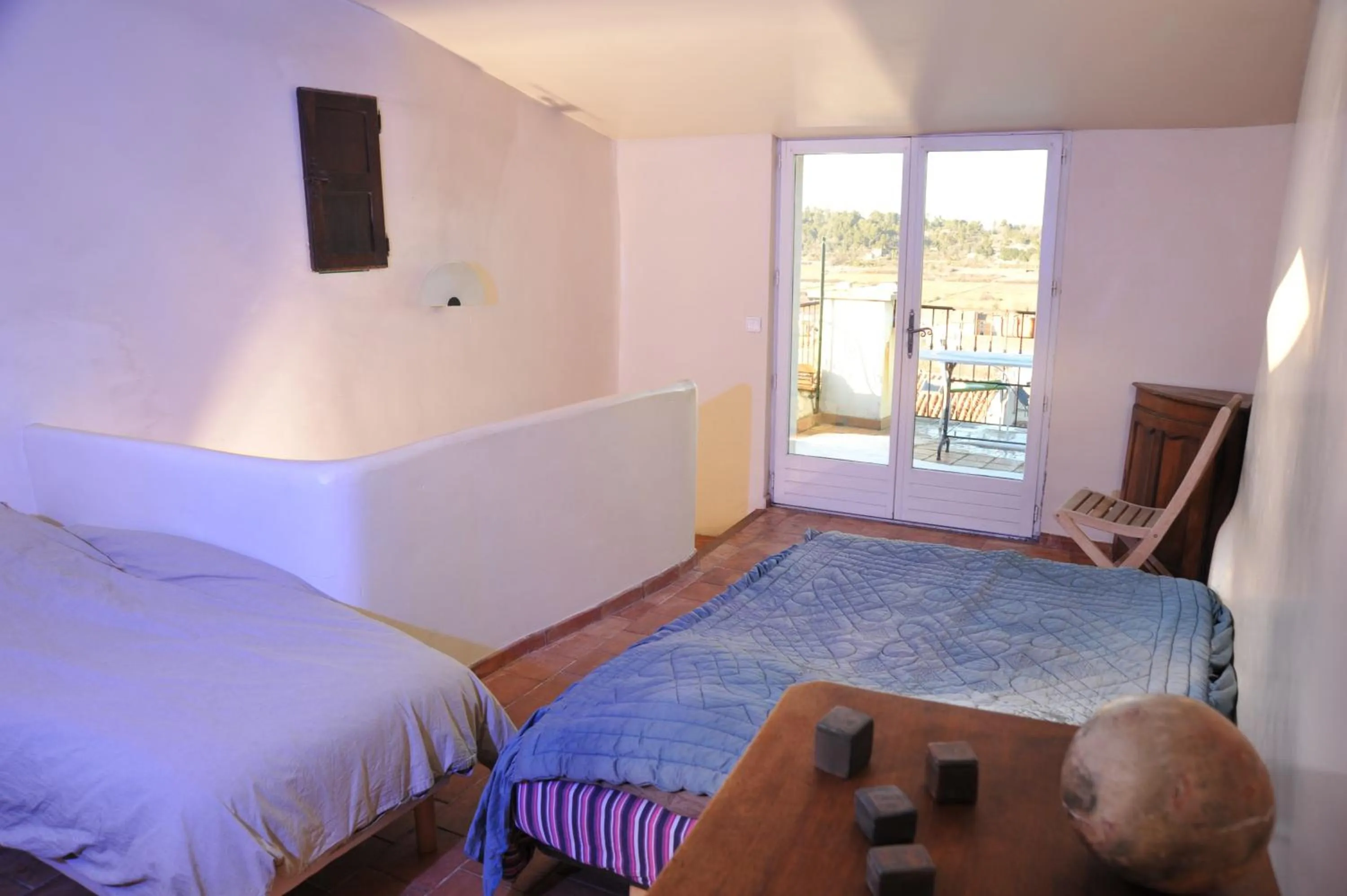 Balcony/Terrace, Bed in Auberge de la Fontaine