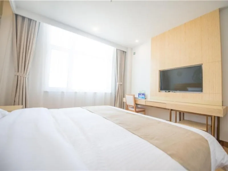 Bed in GreenTree Inn Langfang City Wen'an County Beach Town Anzu Road Business Hotel