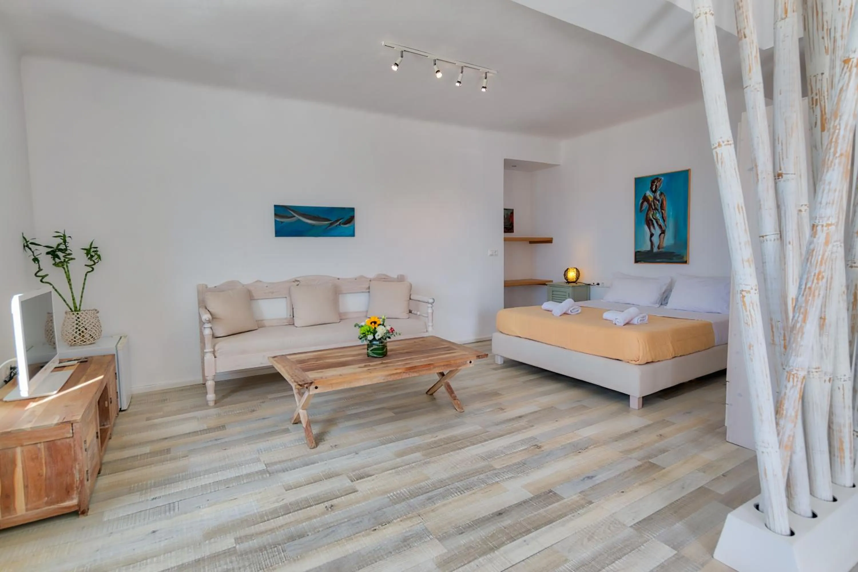 Bed in With-inn Mykonos Suites