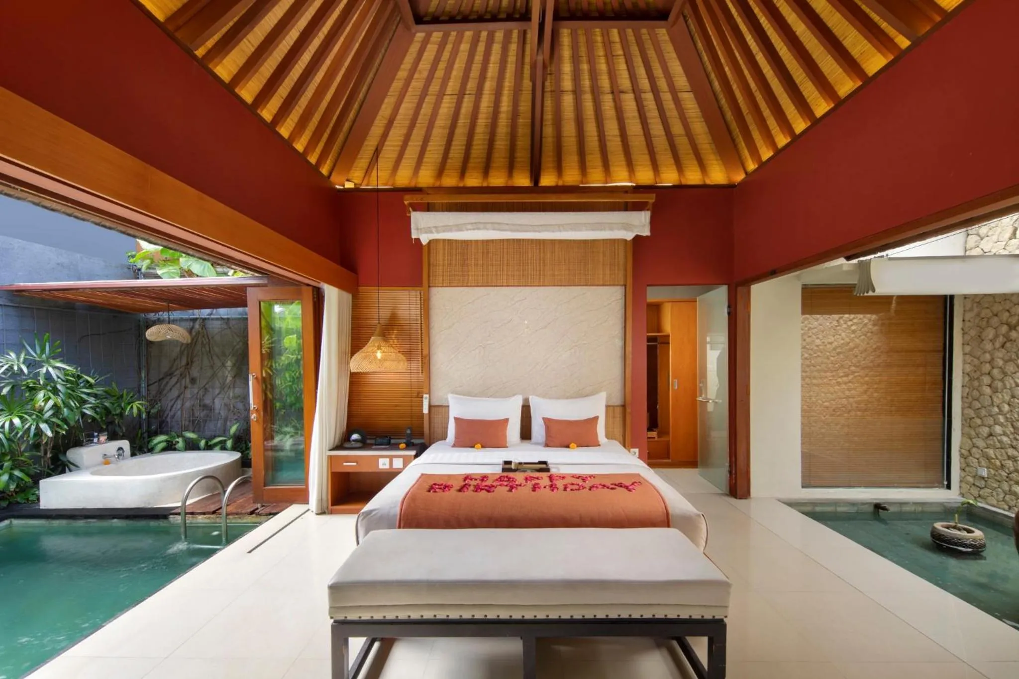 Decorative detail, Bed in Seminyak Sanctuary Villa by Ini Vie Hospitality
