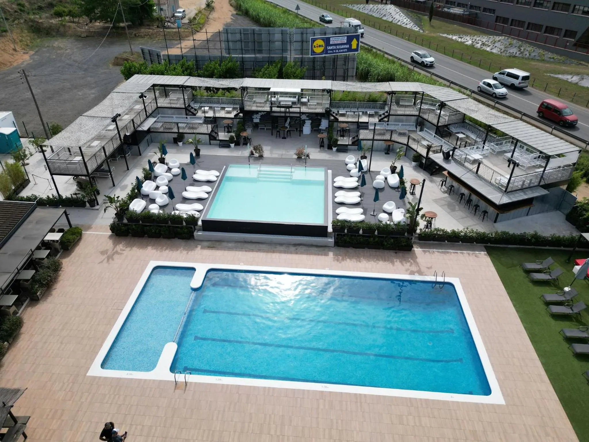 Pool view in Hostal SolFina