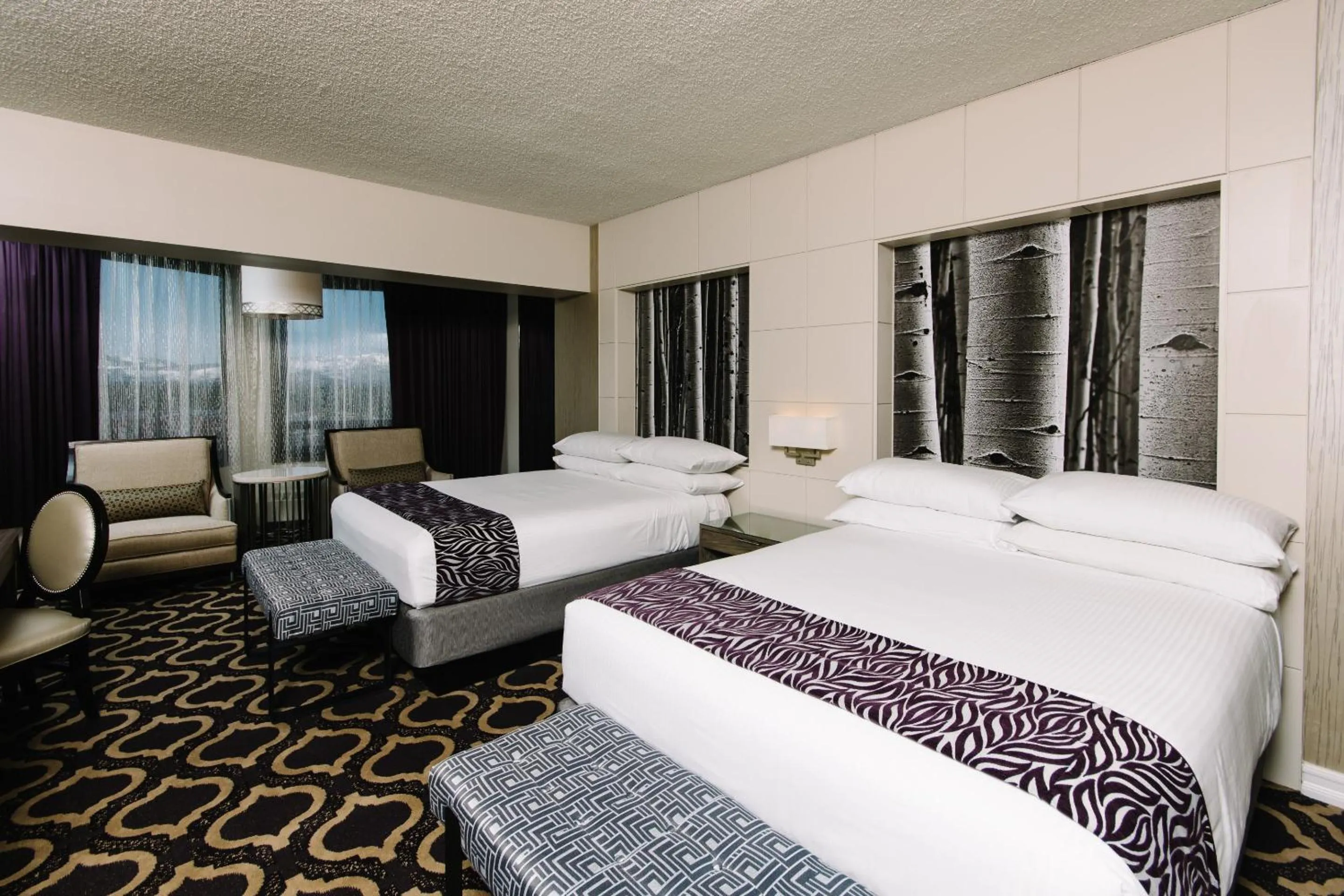 Bedroom, Bed in Harrah's Lake Tahoe, A Caesars Destination