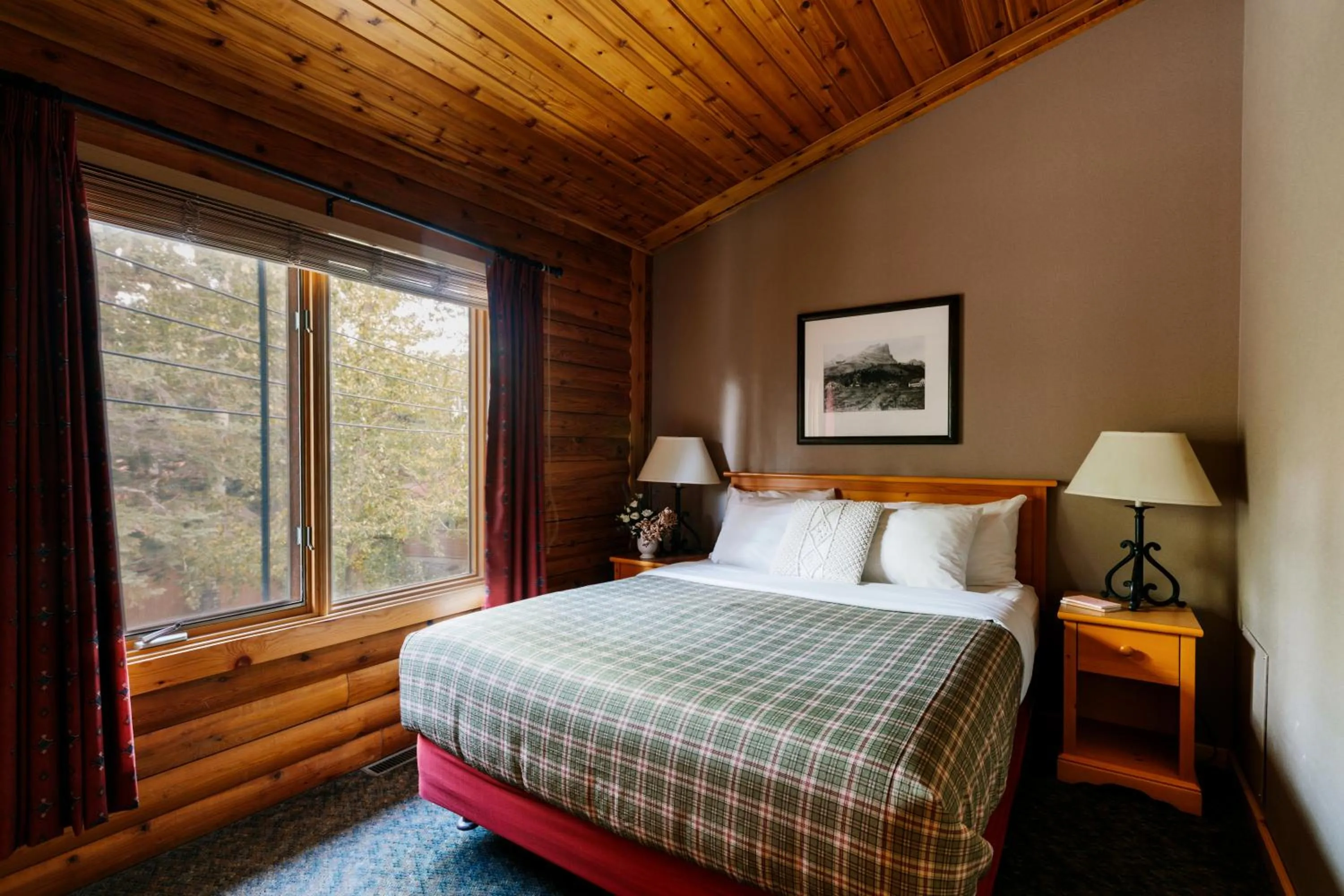 Bed in Miette Mountain Cabins