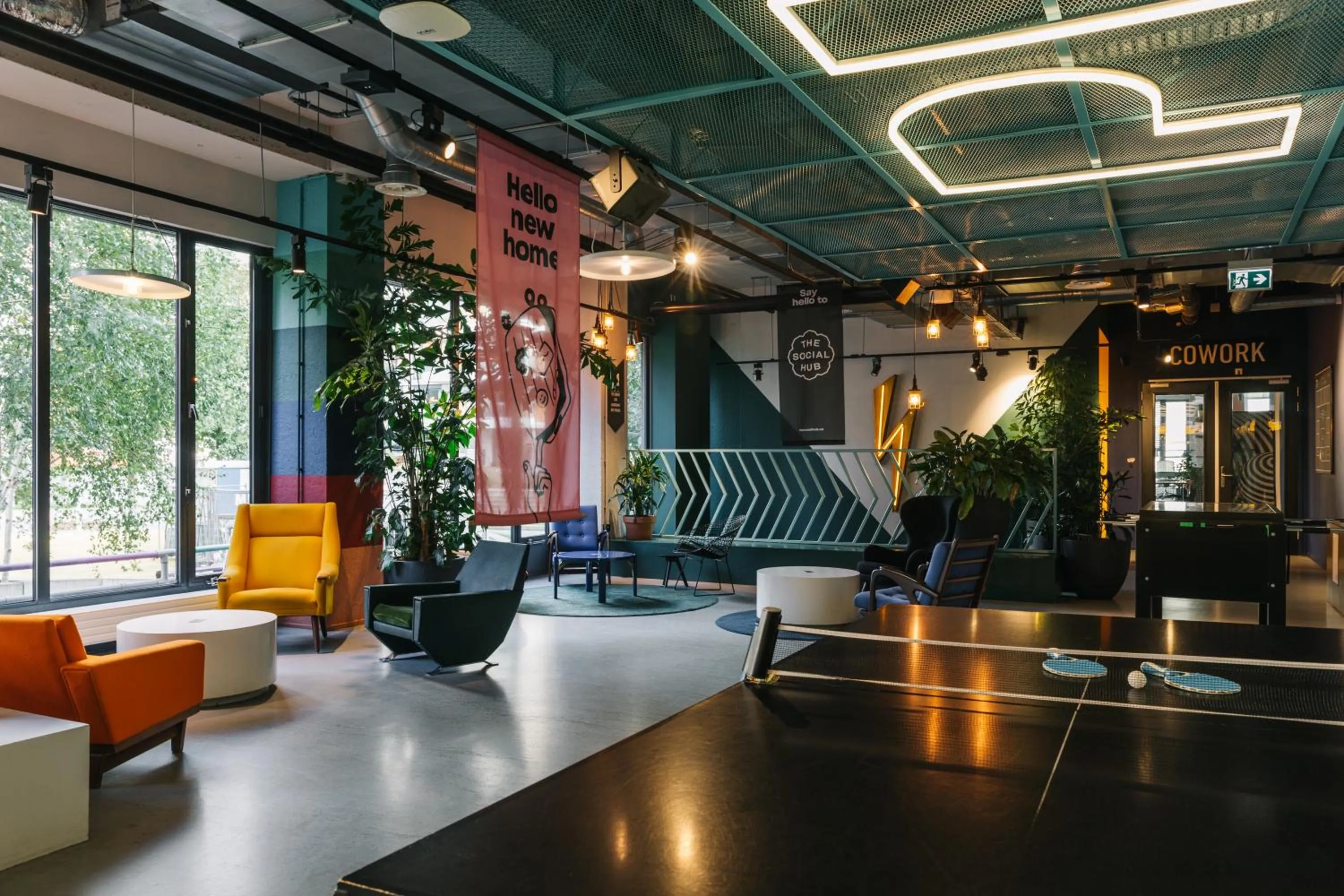 Seating area in The Social Hub Amsterdam West