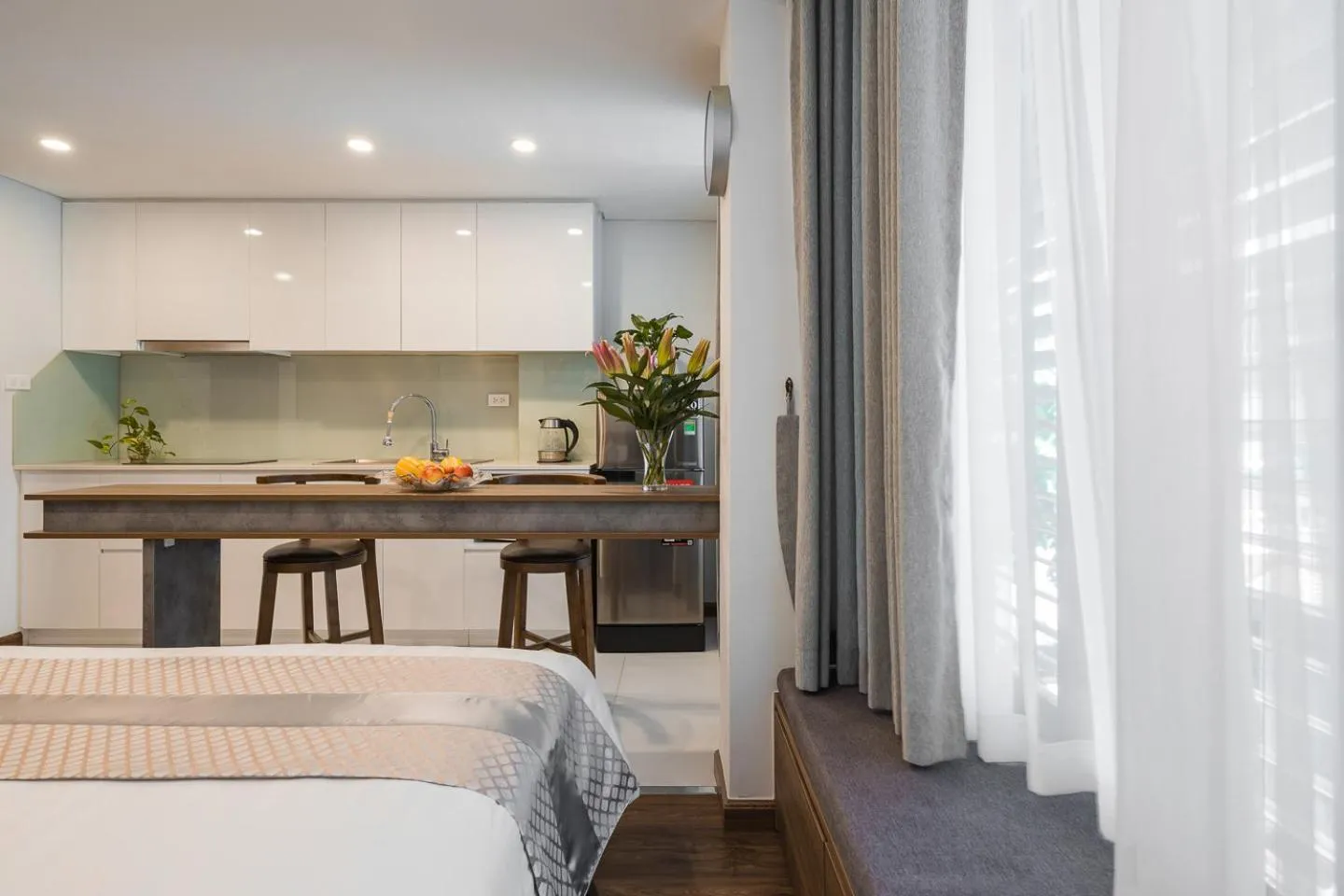 Bed in Narcissus Hotel & Apartment