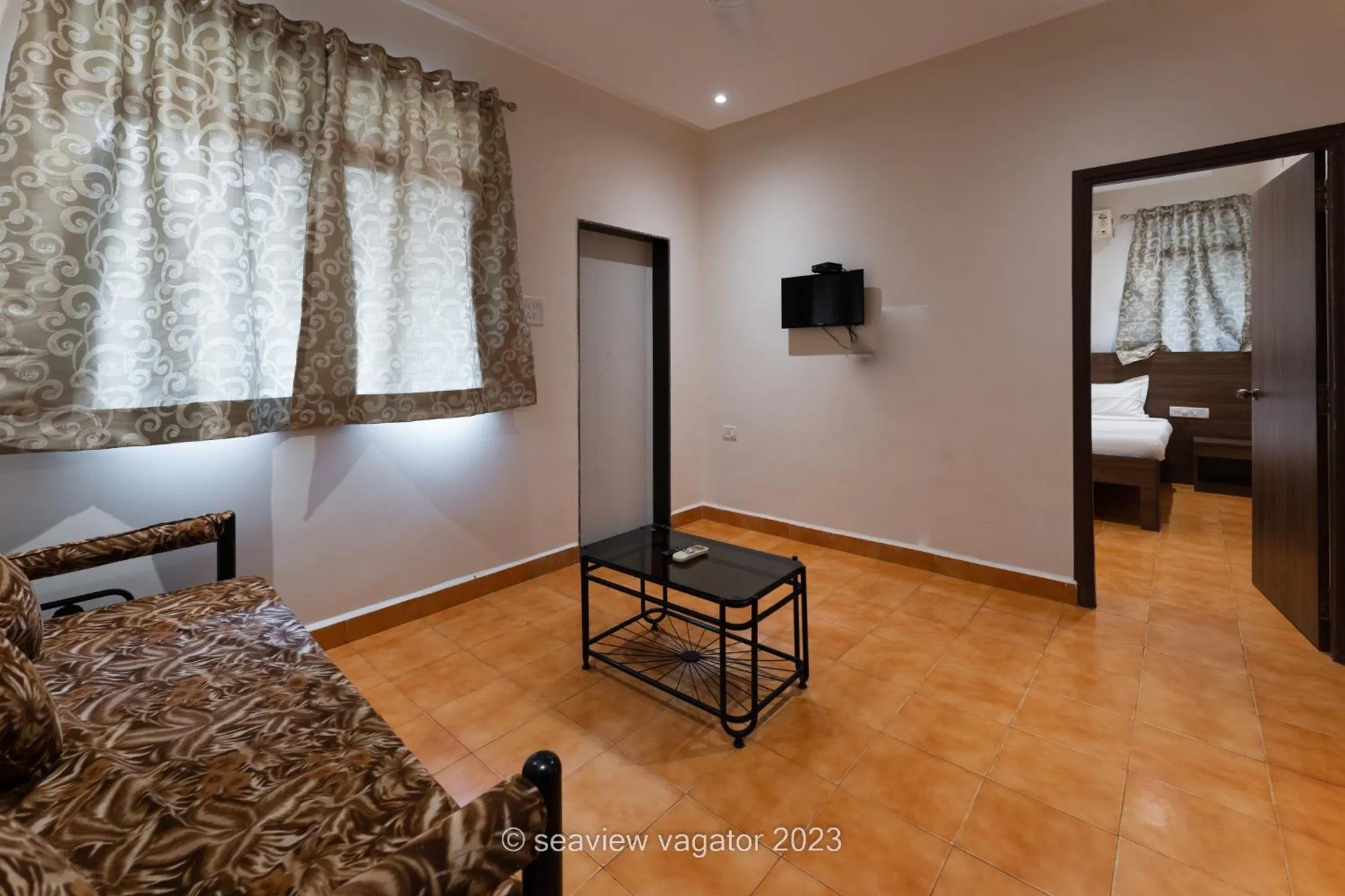 Living room, Bed in Sea View Holiday Vagator