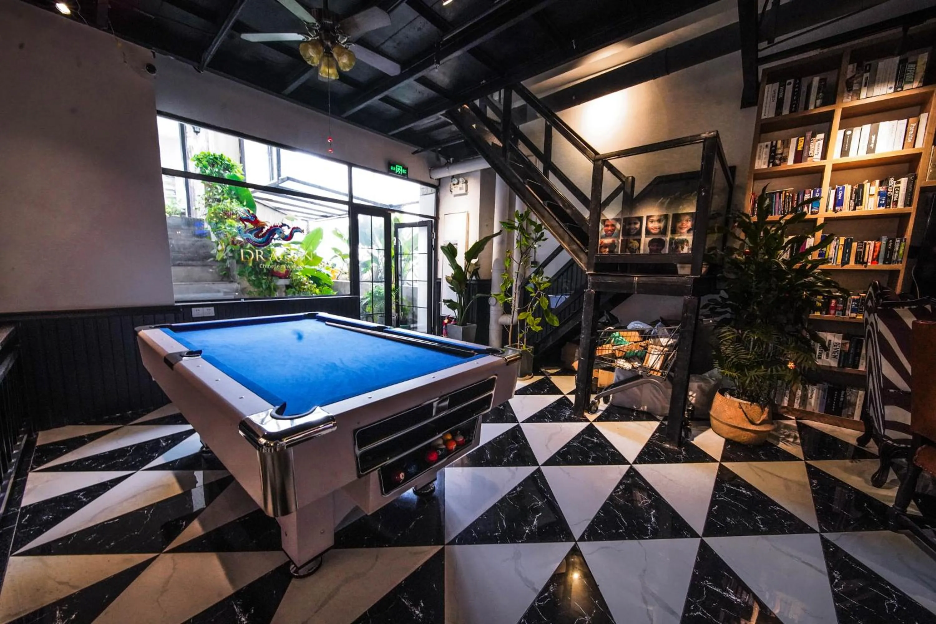 Billiard in Chengdu Local Tea Hostel - Short Walk To Taikooli - Chill & Social Coffee Lounge - Metro downstairs - Free Activities - Friendly English Speaking Staff - Tibet, Panda, Buddha & Snow Mountain Tours