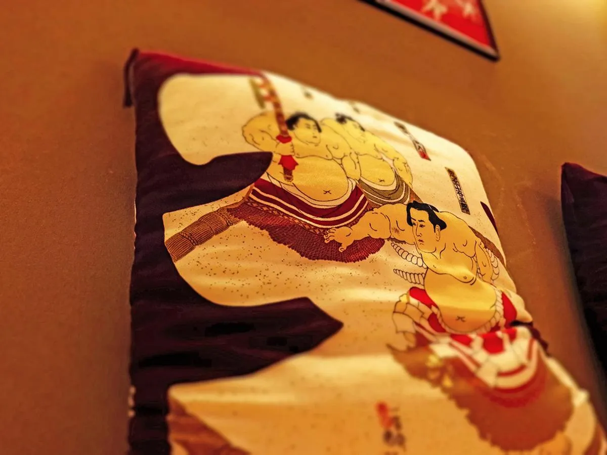 Decorative detail, Bed in Stay SAKURA Tokyo Asakusa Yokozuna Hotel