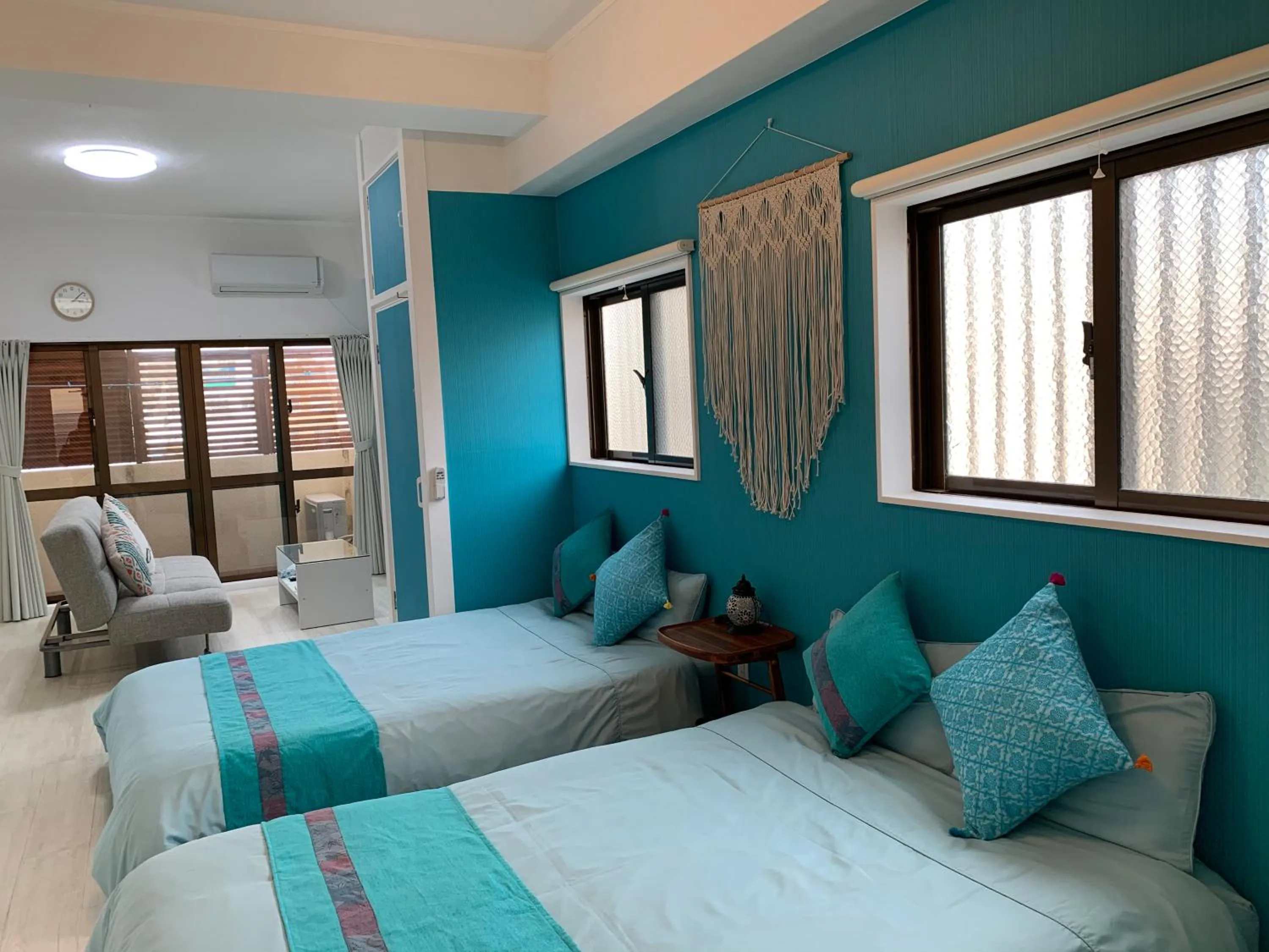 Bedroom, Bed in Maximum of 21 people can be rented in one building 3 minutes walk to Tomari Port 10 minutes drive to the airport No parking lot 30 seconds walk from paid parking lot warayunso port city May