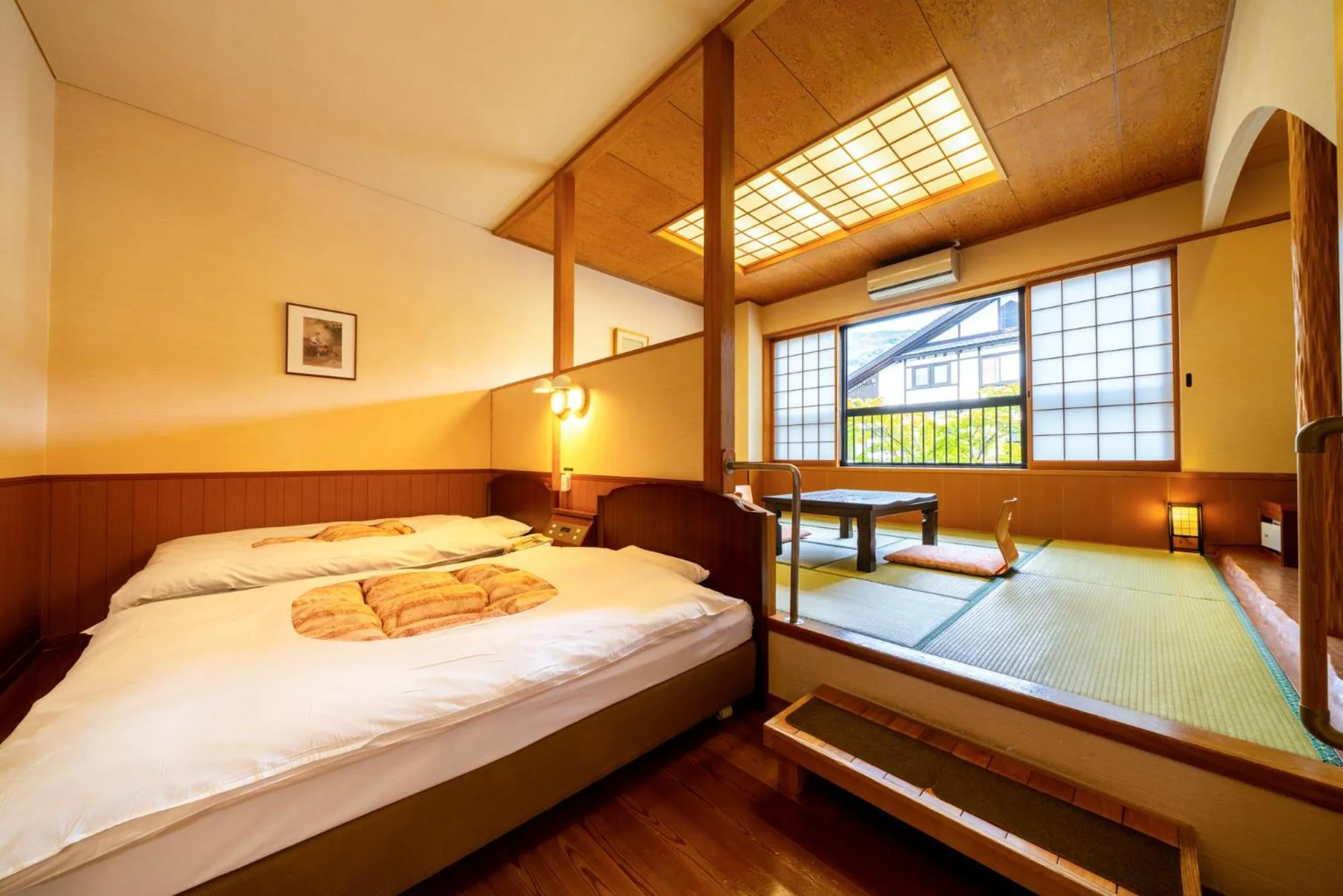 Bedroom, Bed in Yawaragi-no-Sato Yadoya