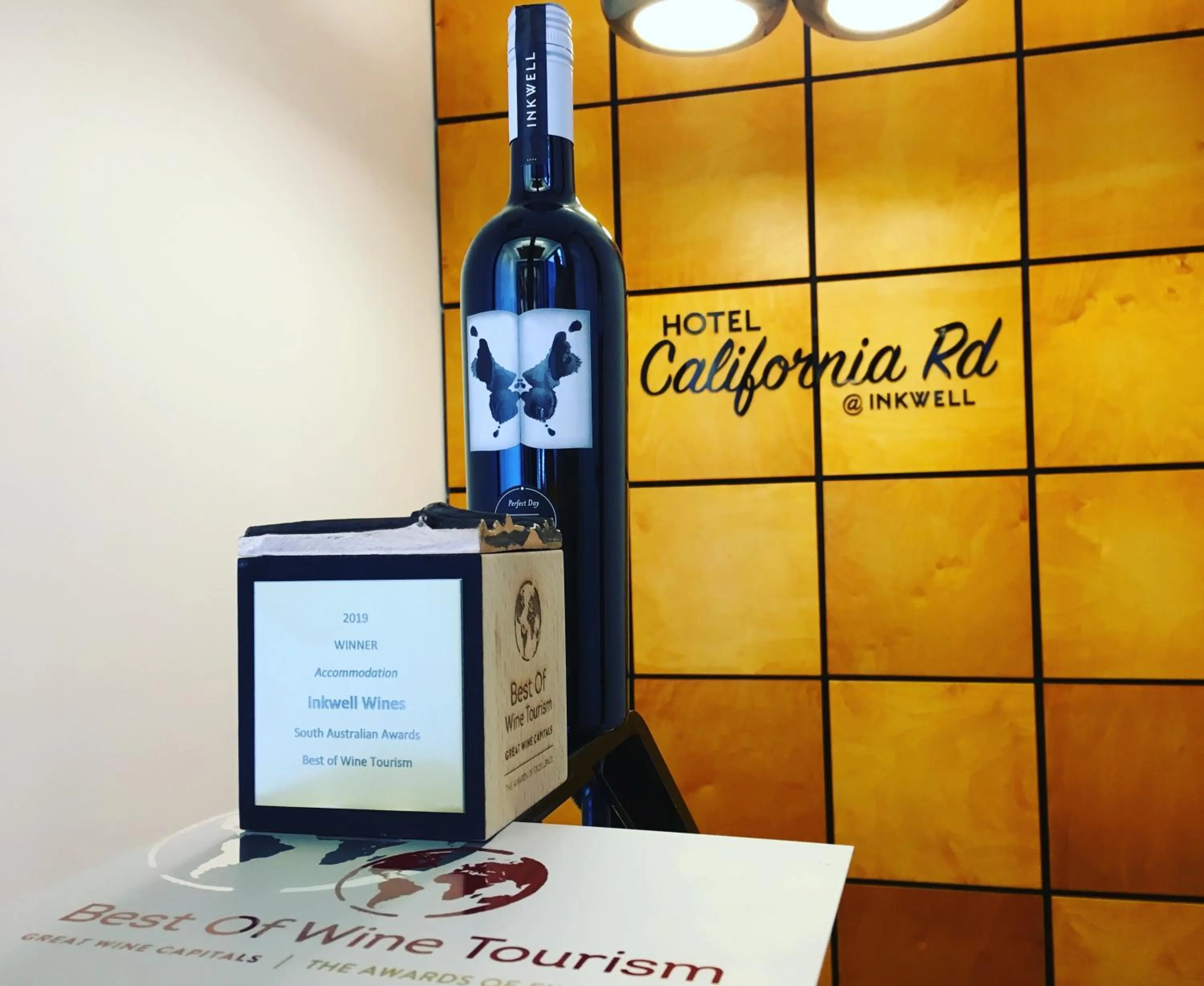 Logo/Certificate/Sign in Hotel California Road at Inkwell Wines
