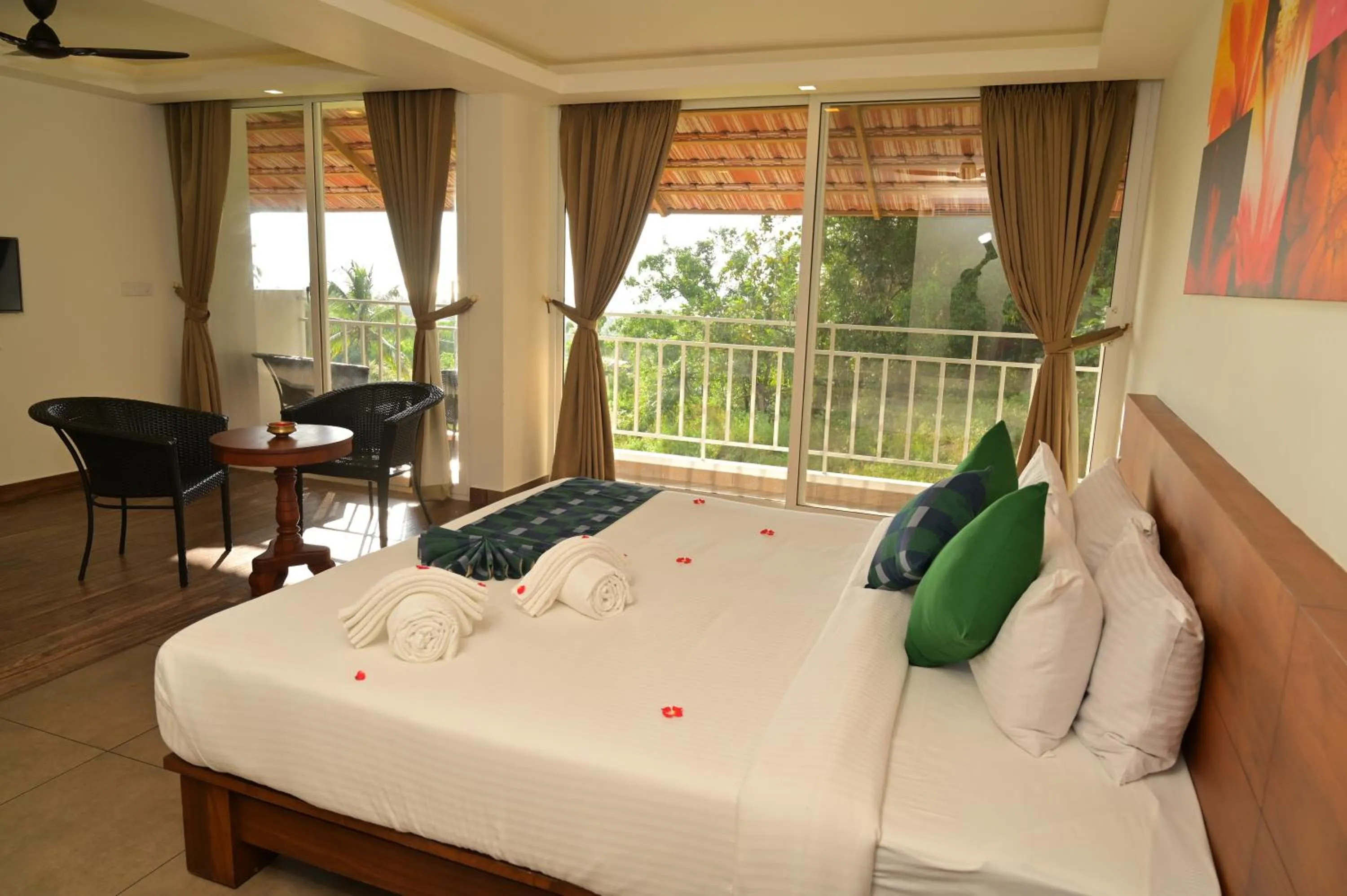 View (from property/room), Bed in Aadisaktthi Leisure Resort, Kovalam