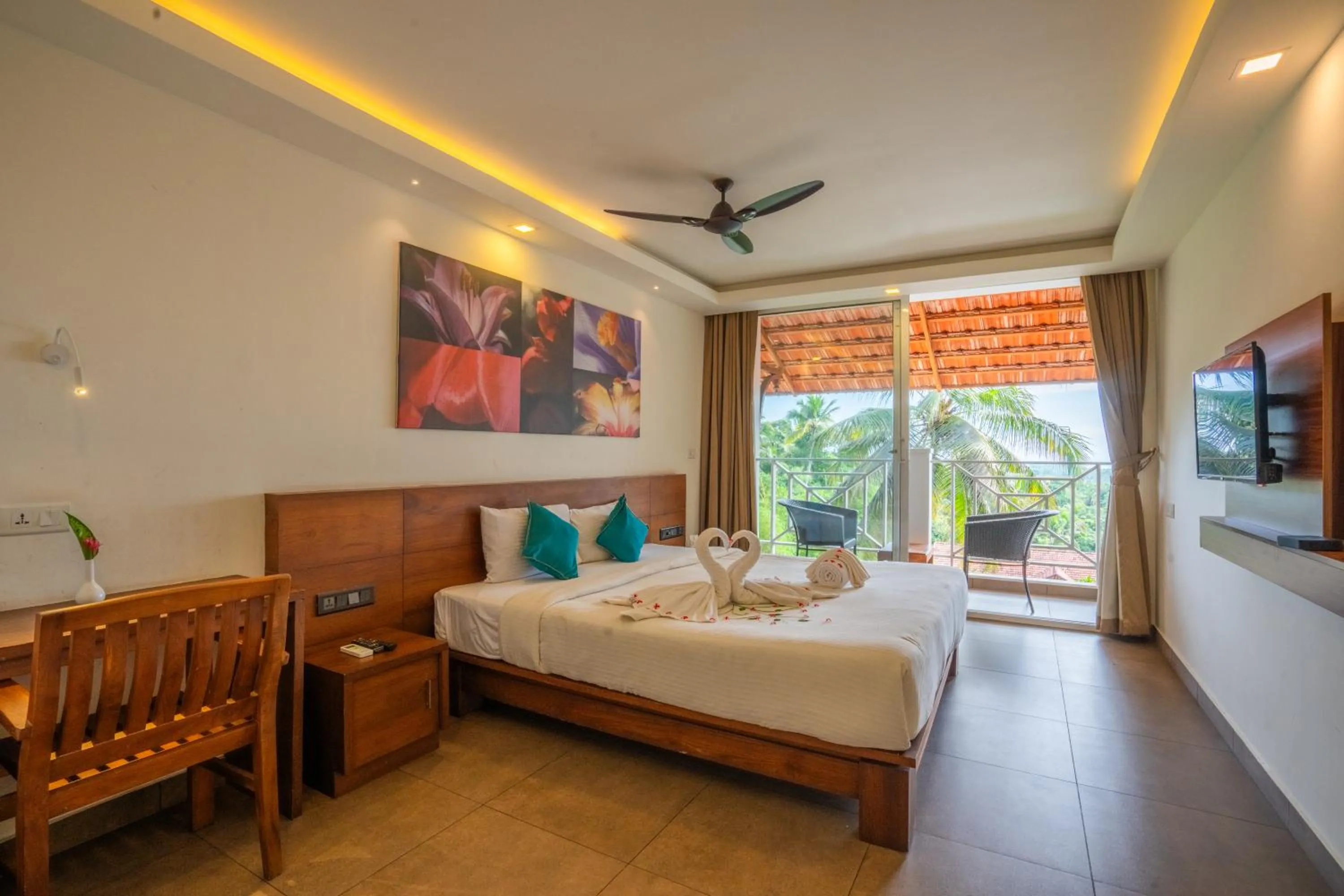 Bed in Aadisaktthi Leisure Resort, Kovalam
