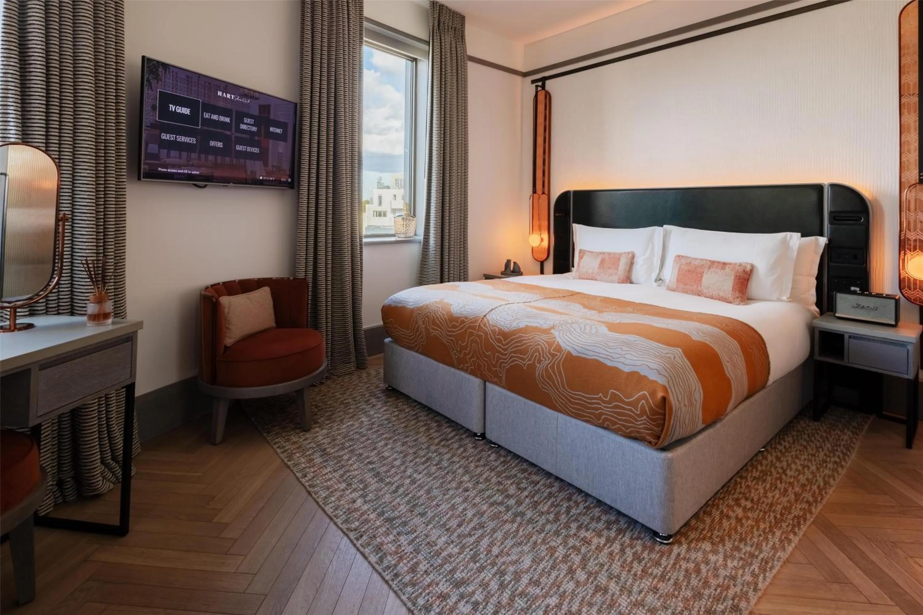 Bed in Hart Shoreditch Hotel London, Curio Collection by Hilton