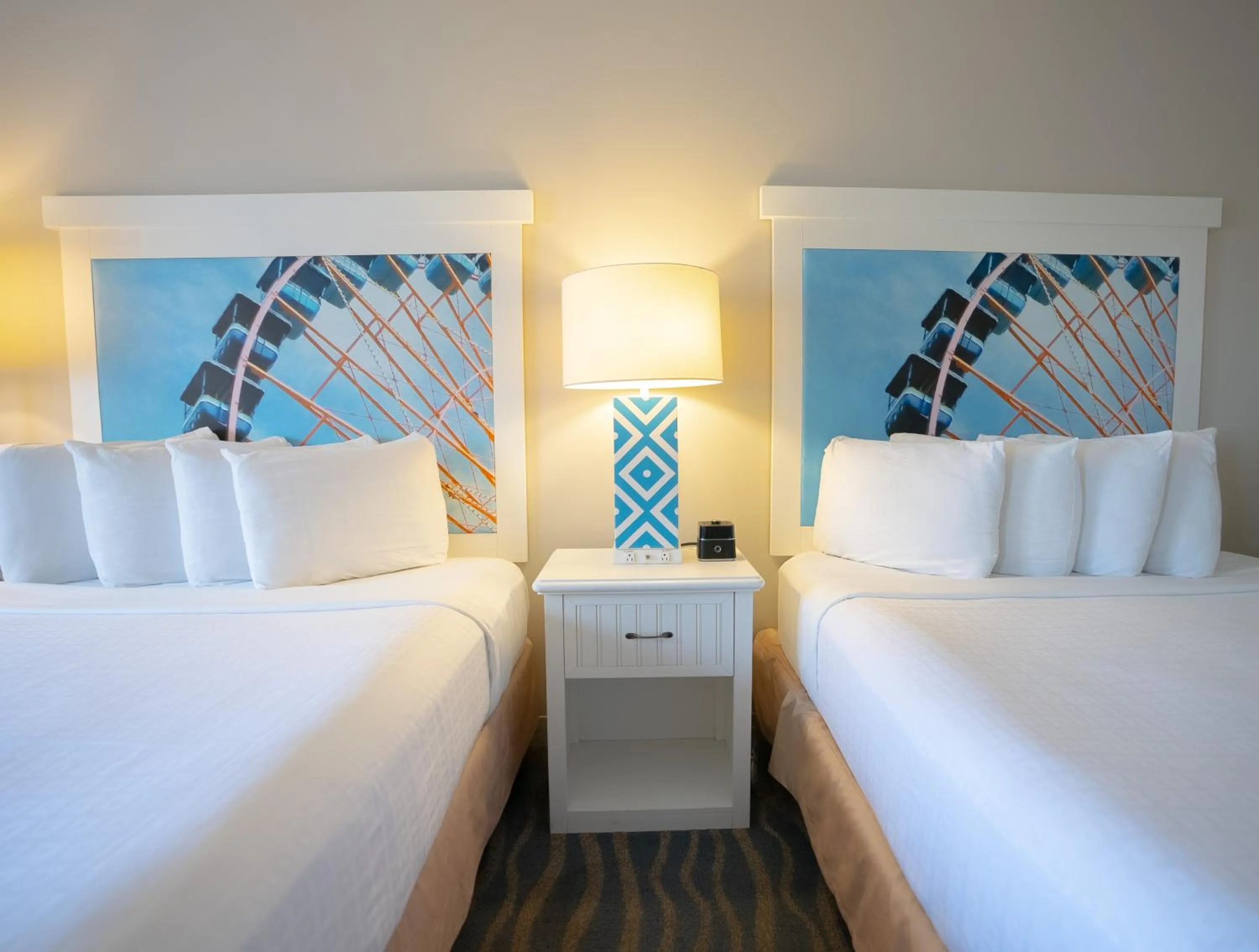 Bed in Cedar Point Hotel Breakers